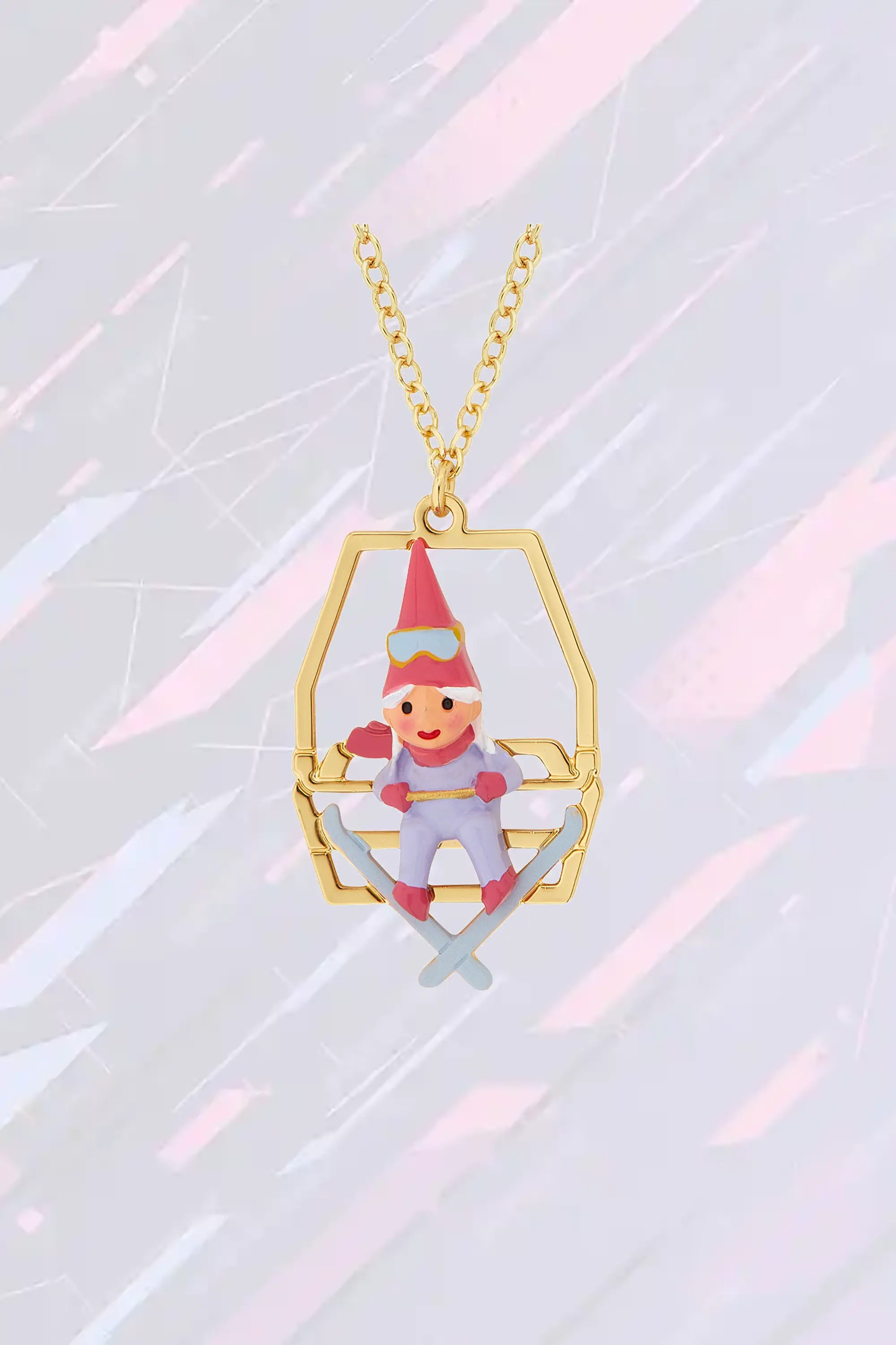 Collier féerique Les Néréides - Pendentif lutin et cabine de remontée mécanique