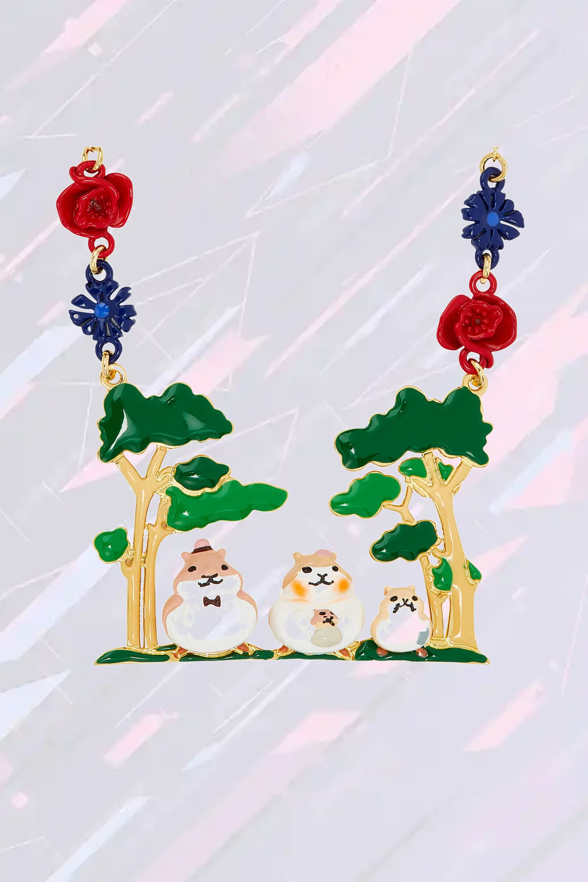 Pendentif Néréides Famille de Rongeurs en Forêt Boisée