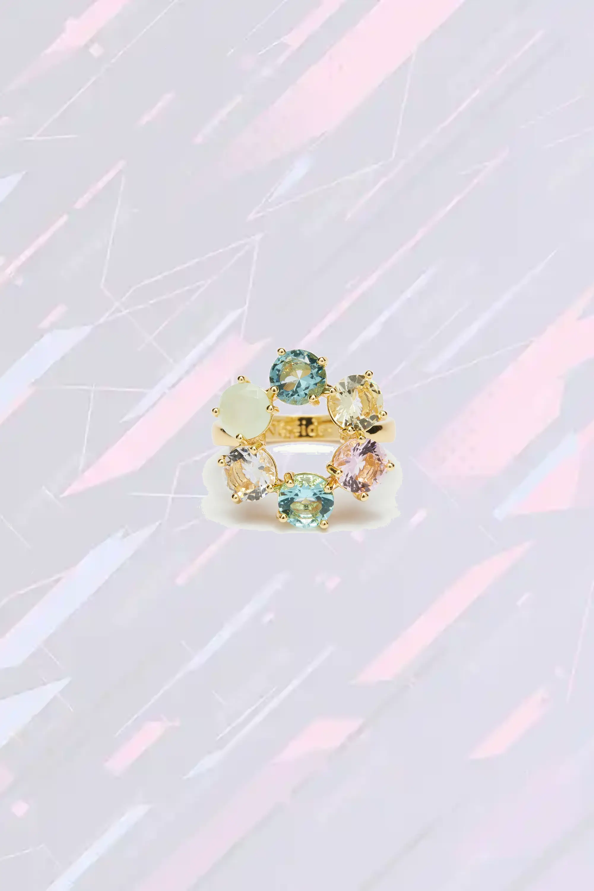 Bague élégante serti de 6 gemmes diamantées bleu azur | Collection Les Néréides