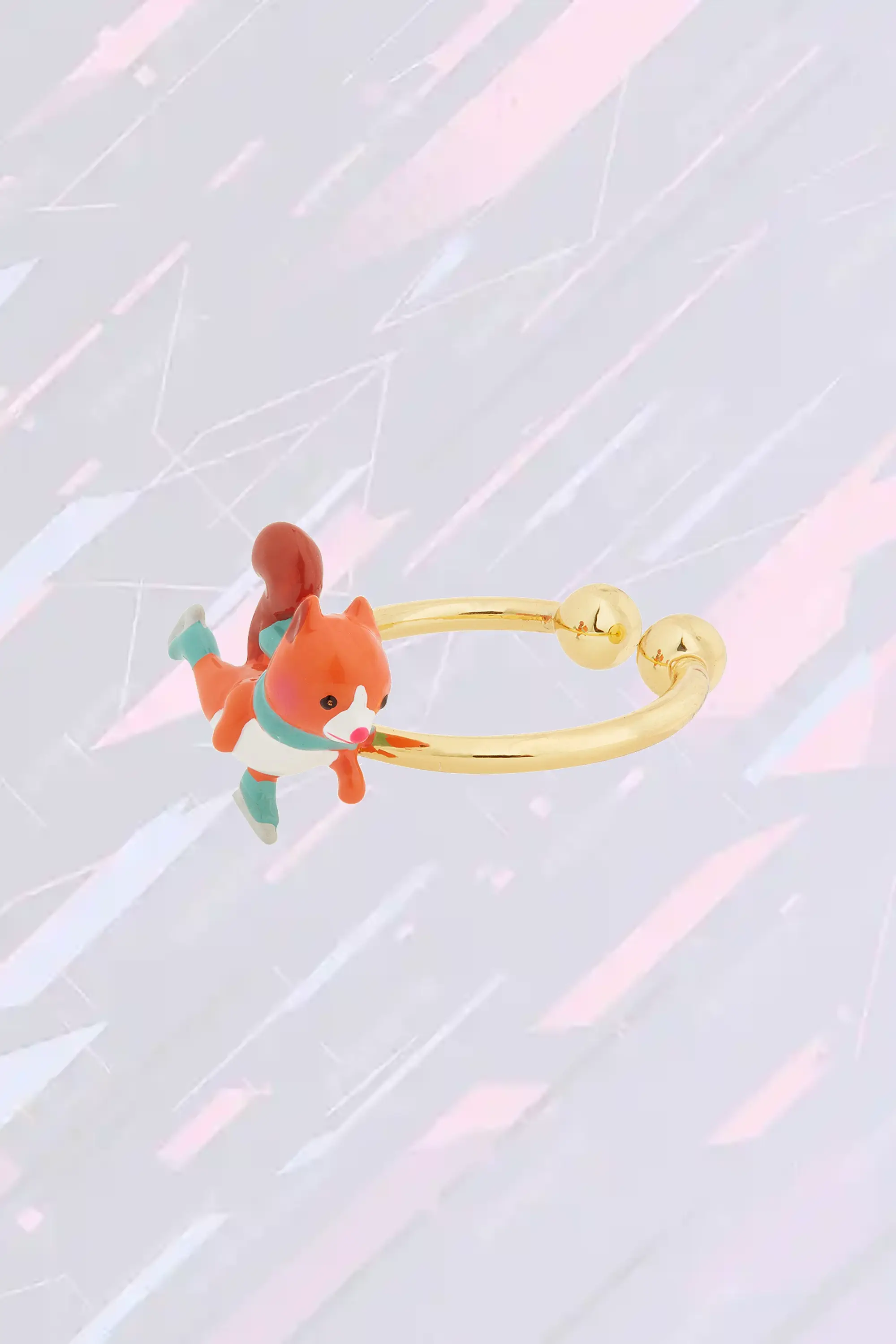Bague Anneau Réglable Les Néréides - Écureuil Patineur sur Lames Argentées