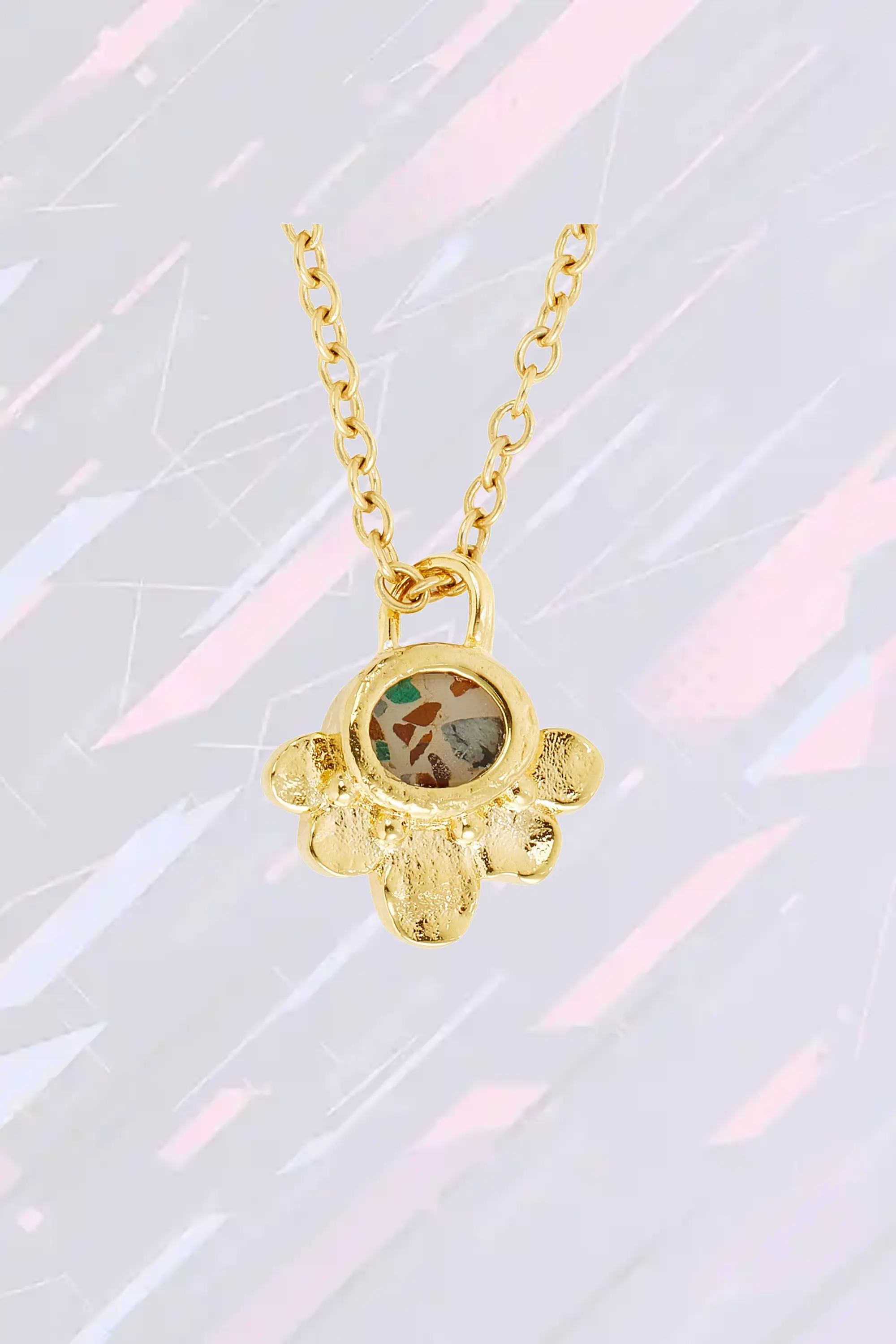 Pendentif Les Néréides en terrazzo artisanal - Collier original fait main pour femme élégante