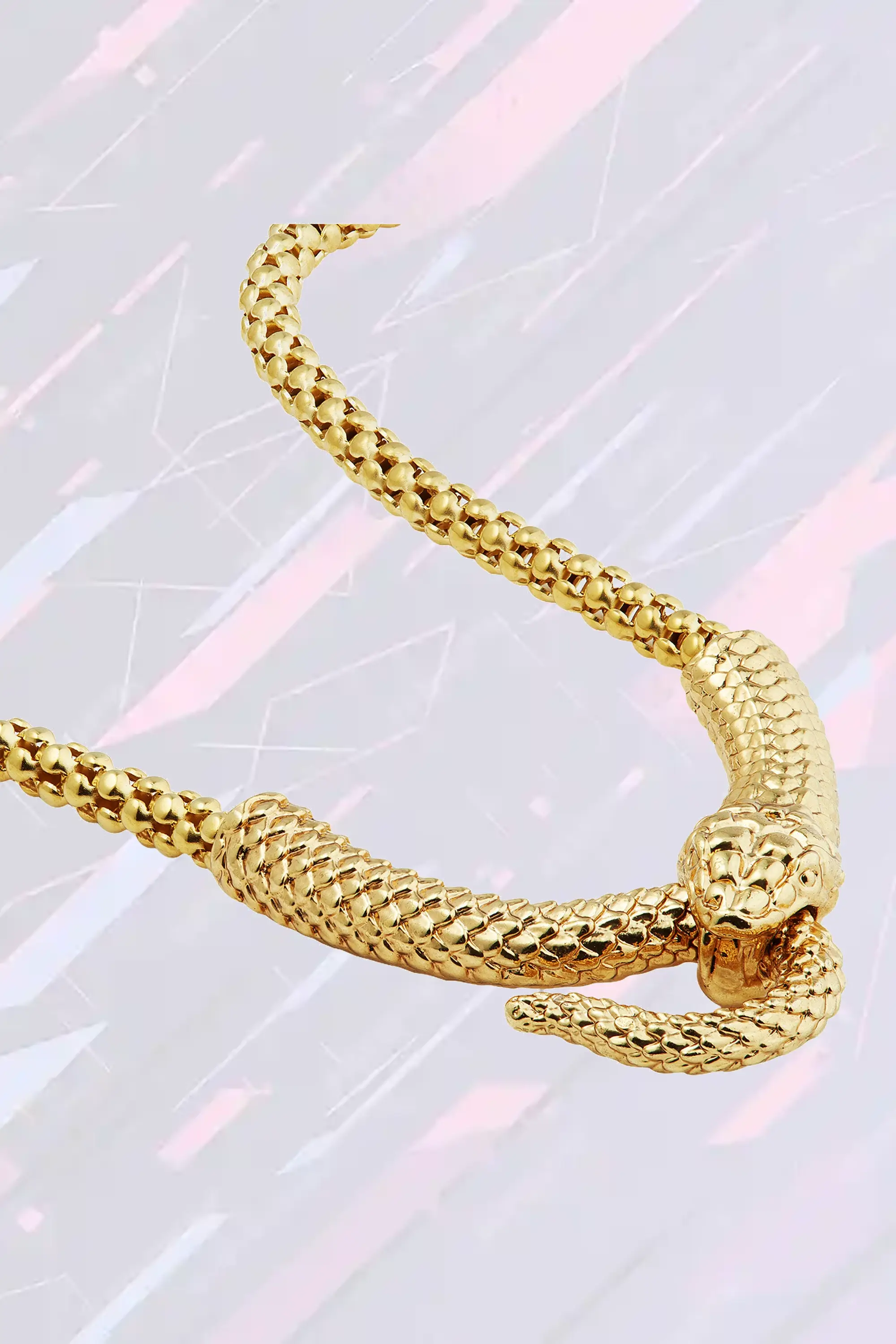 Collier serpent égyptien doré Les Néréides - modèle court orné de perles