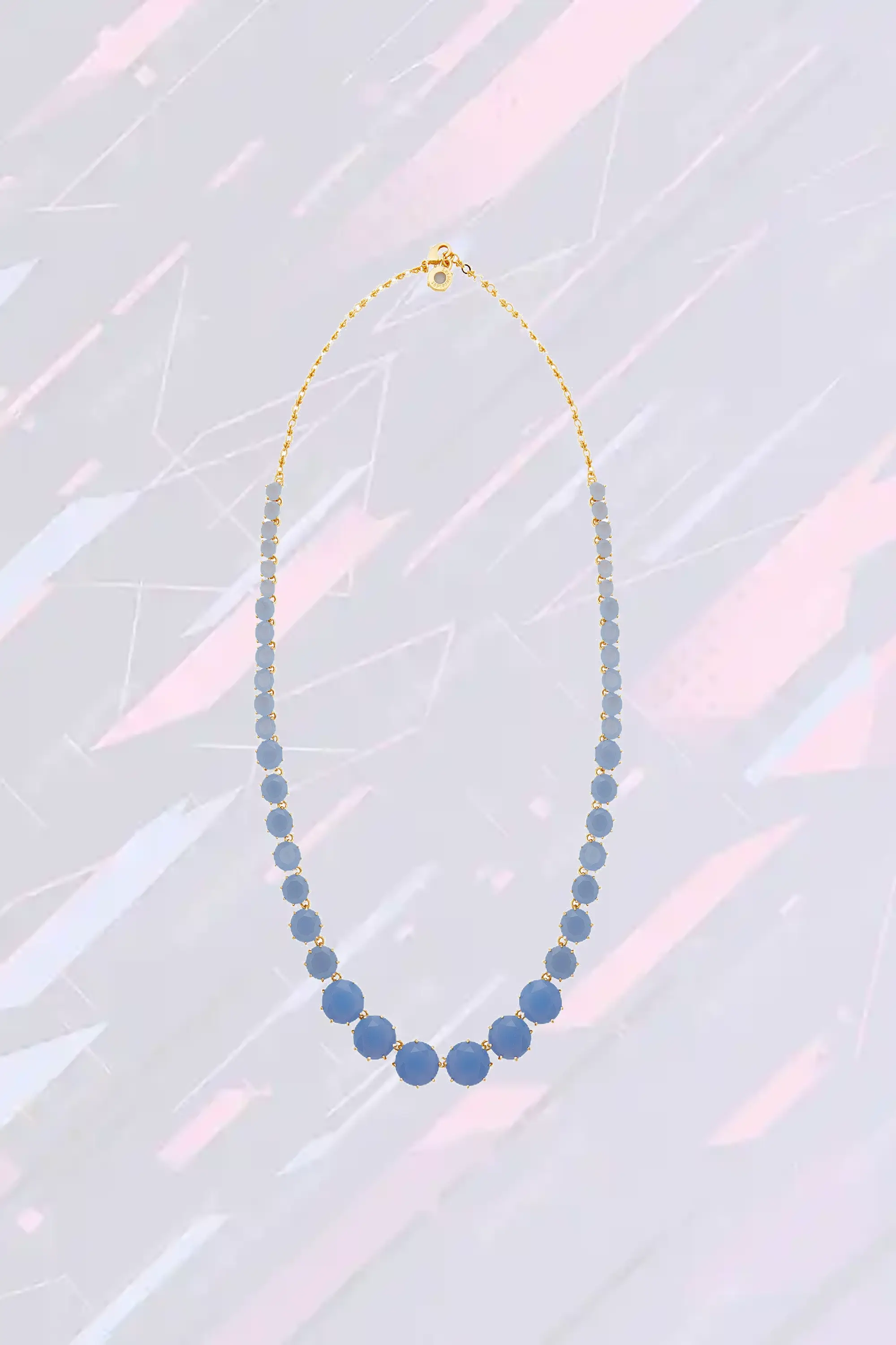 Collier Sautoir Les Néréides en Pierres Sphériques Bleu Azur - Collection La Diamantine