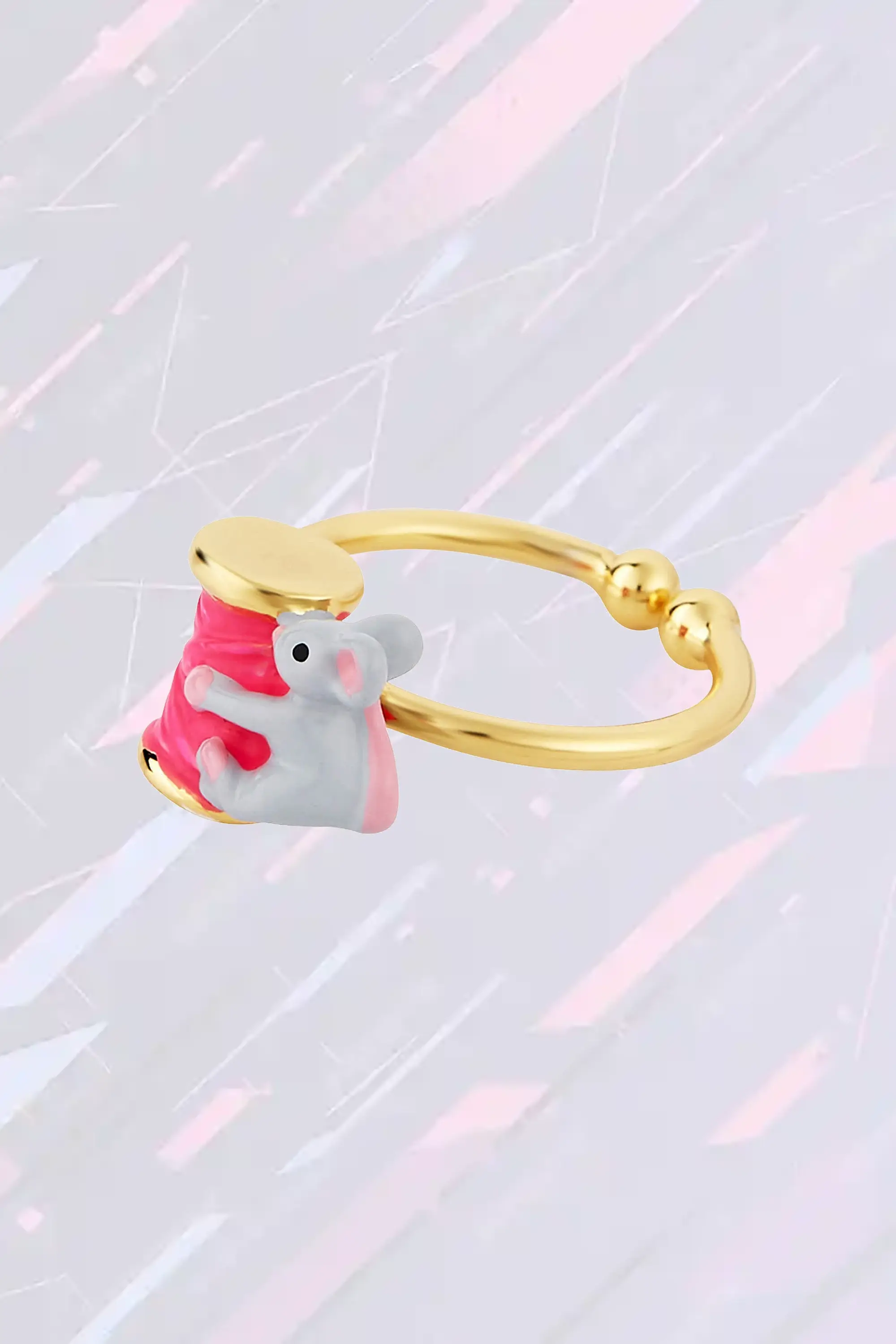 Bague Fantaisie Les Néréides - Souris Malicieuse et Bobine Délicate avec Système Réglable