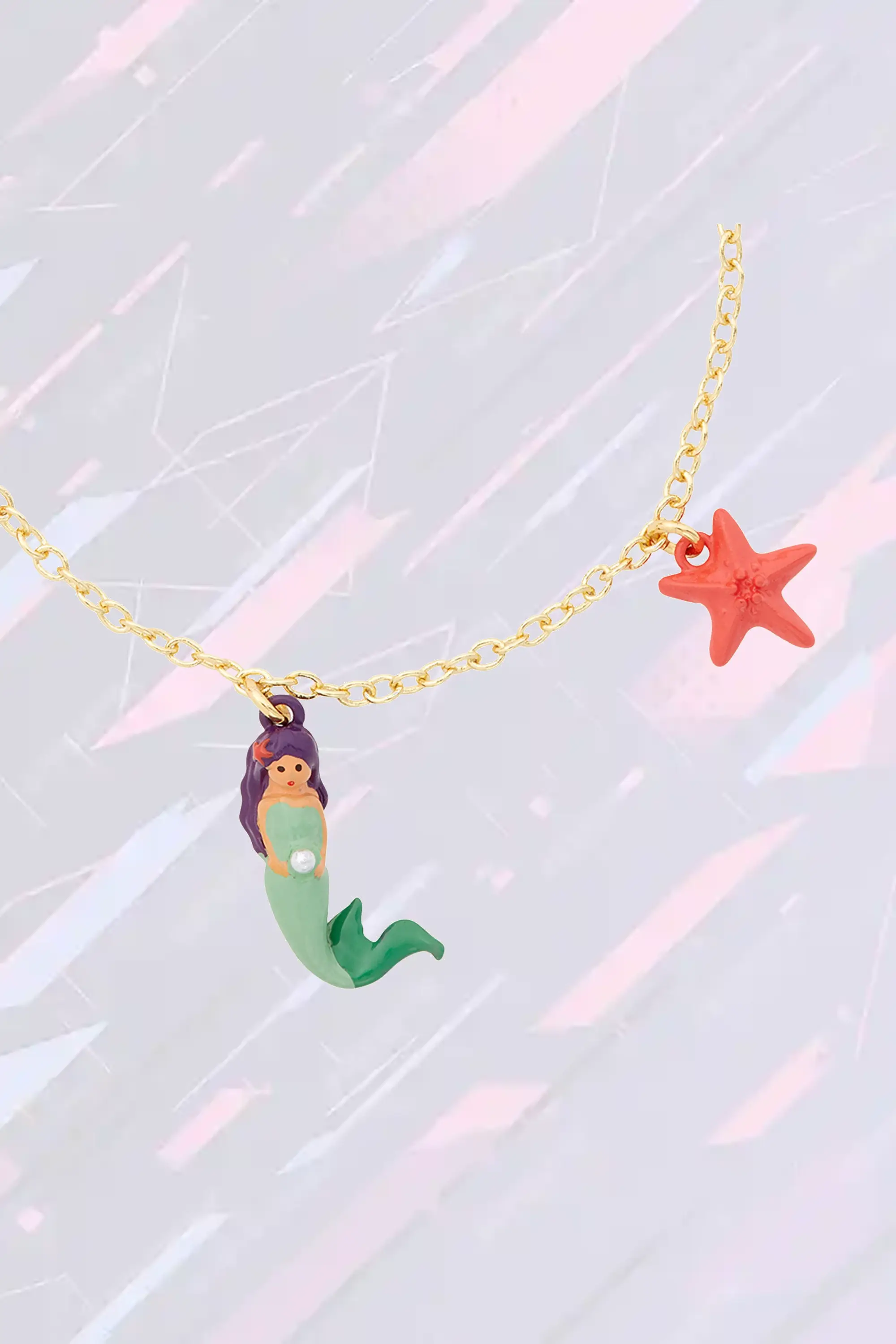 Bracelet Néréides avec breloque ondine et créatures abyssales en résine colorée