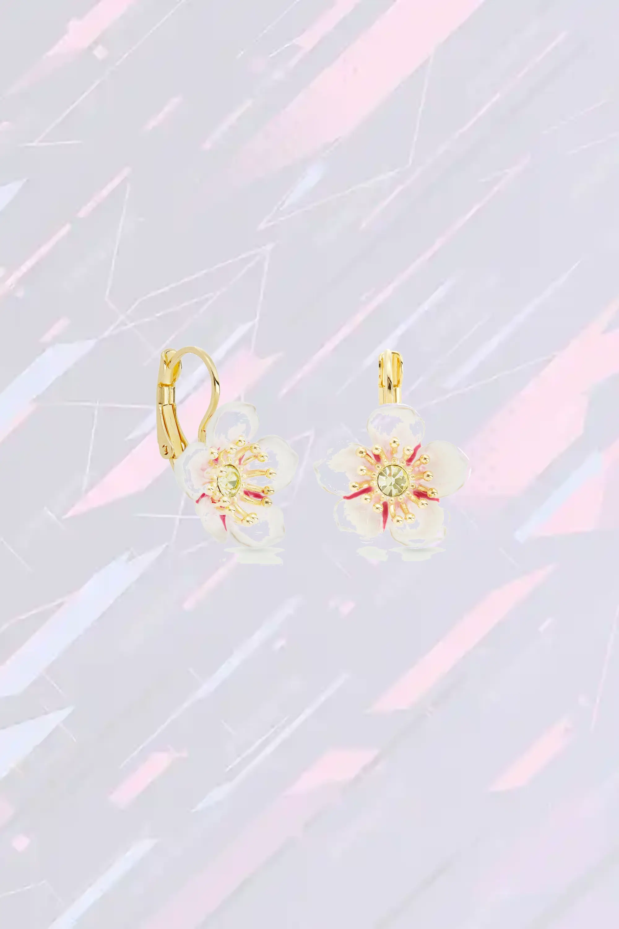 Boucles Crèoles Florales Cerisier Blanc - Élégance Néréides en Cristal