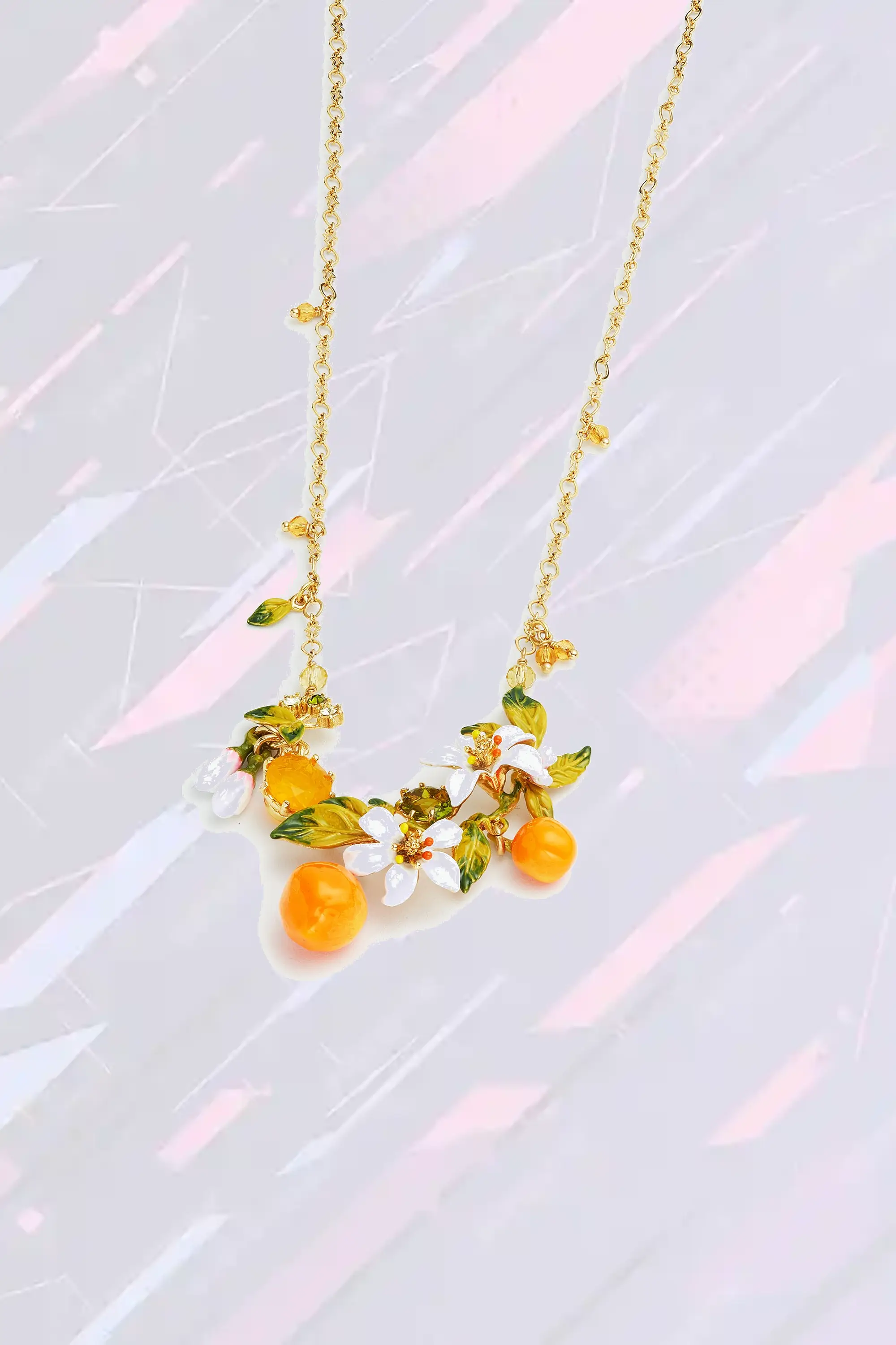 Collier Méditerranéen à Motif d'Orangers et Agrumes - Création Néréides