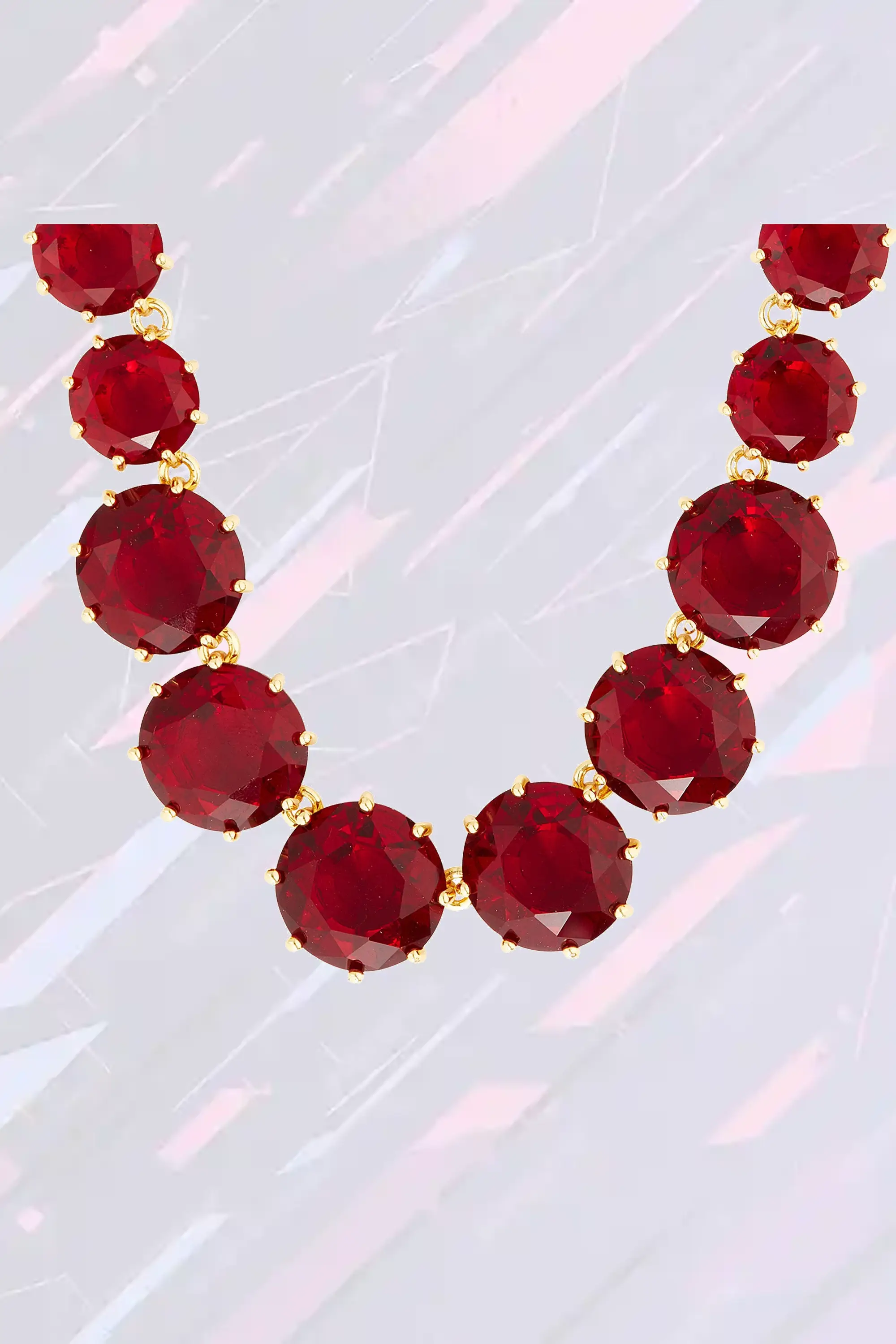 Collier sautoir raffiné en grenat avec perles sphériques - Collection Diamantine des Néréides