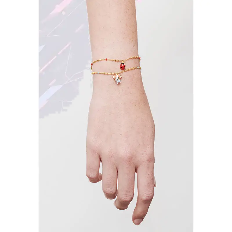 Boucle de bras Les Néréides - Charme Coccinelle en émail printanier