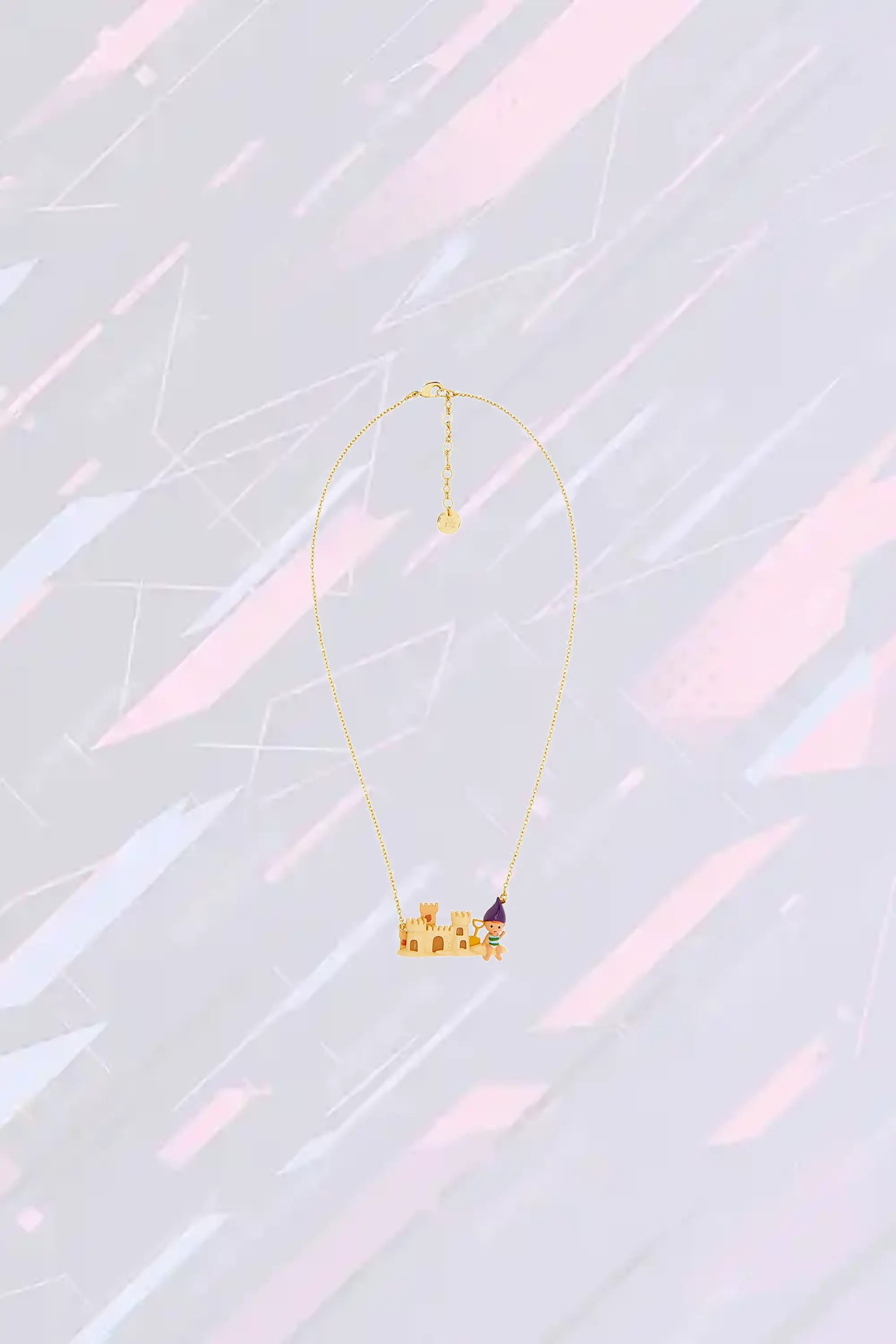 Les Néréides - Pendentif Médaille Enfant Thème Gnome Enchanteur et Château de Sable Plage