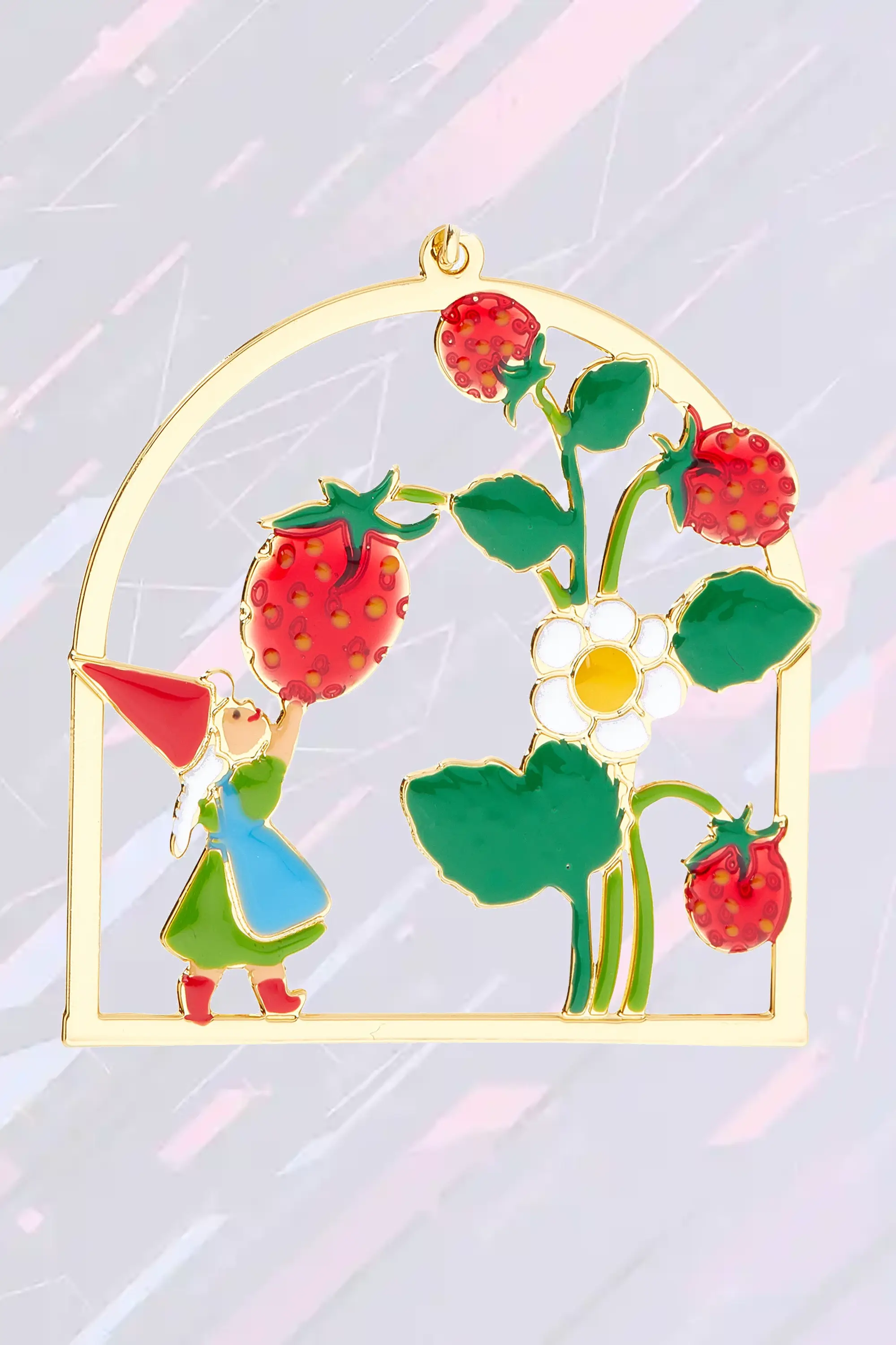Pendentif Fée Lutin et Fraises des Bois - Collier Enchanté Les Néréides