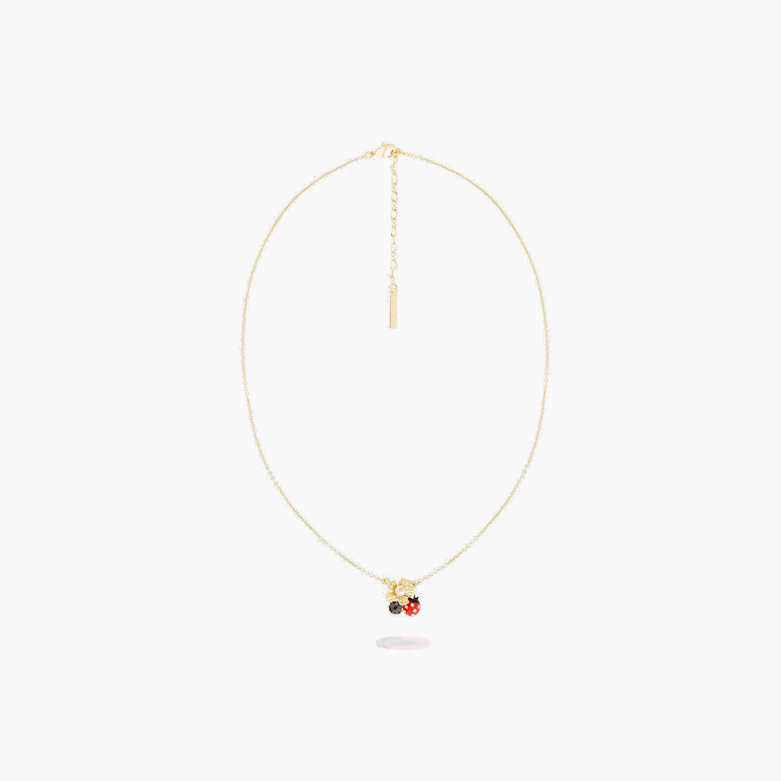 Pendentif Coccinelle sur Fleur d'Anémone avec Cristaux Scintillants - Création Exclusive Les Néréides