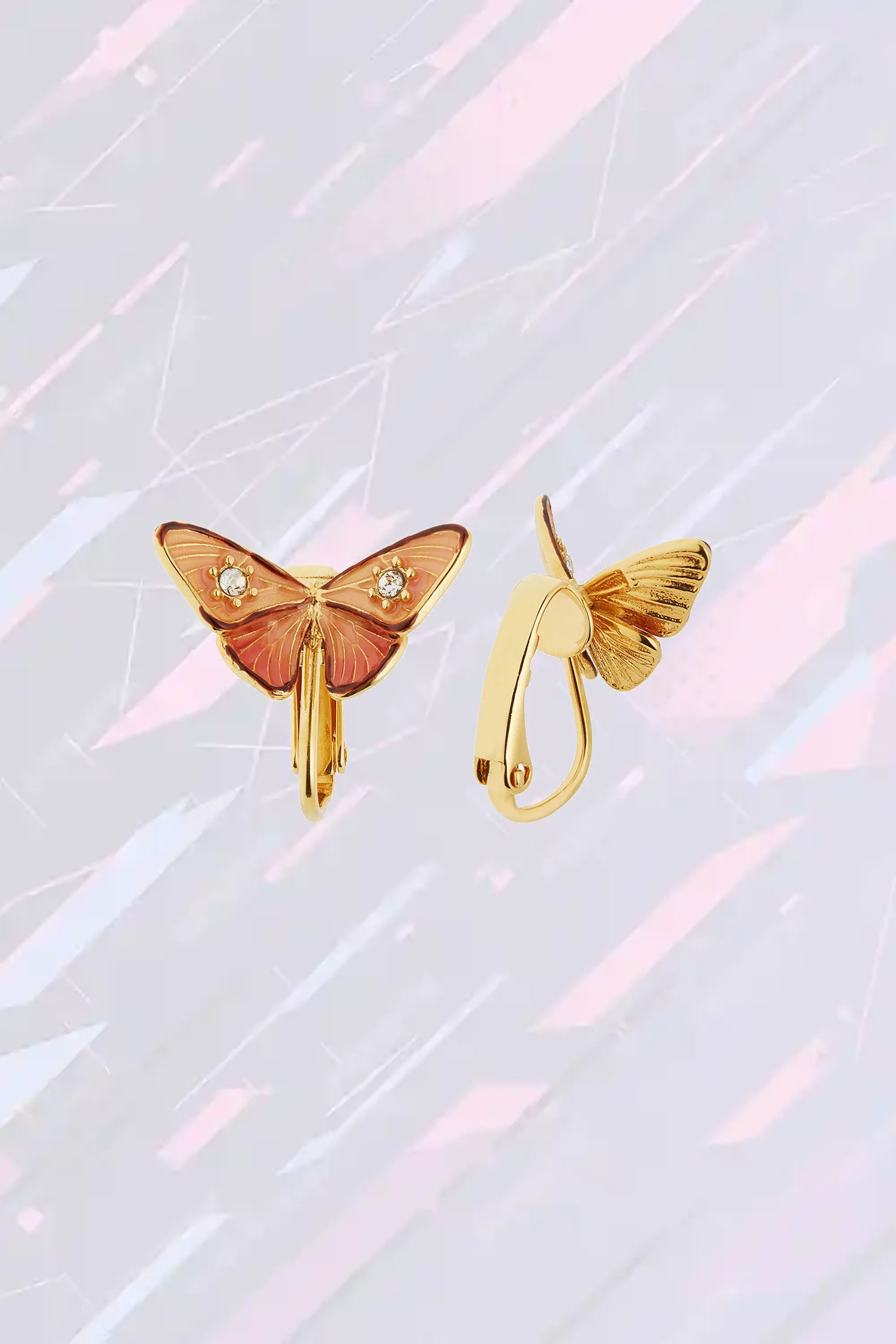 Boucles d'oreilles créatives à motif papillon avec émaillage fin et incrustations de pierres précieuses - Les Néréides