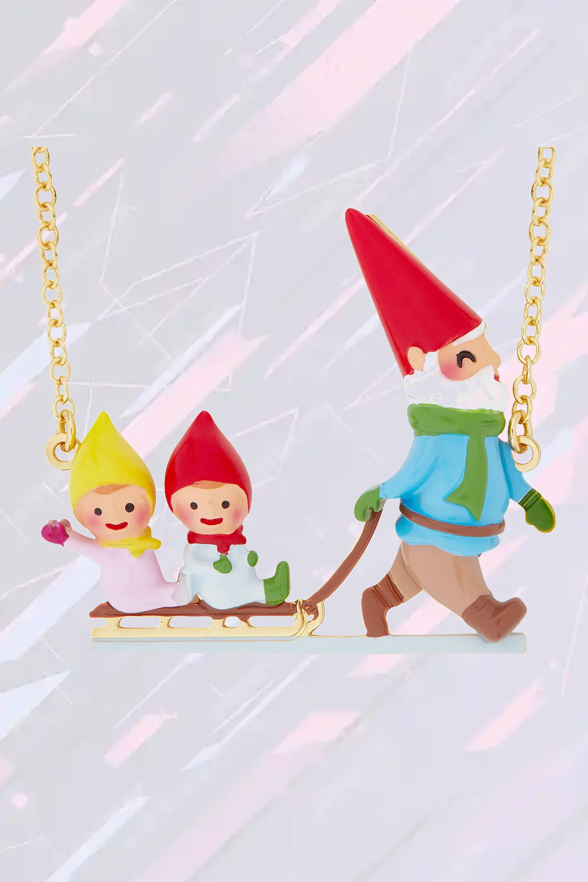 Collier Fantaisie - Pendentif Cœur de Fée et Aventure Enneigée en Traîneau - Création Les Néréides