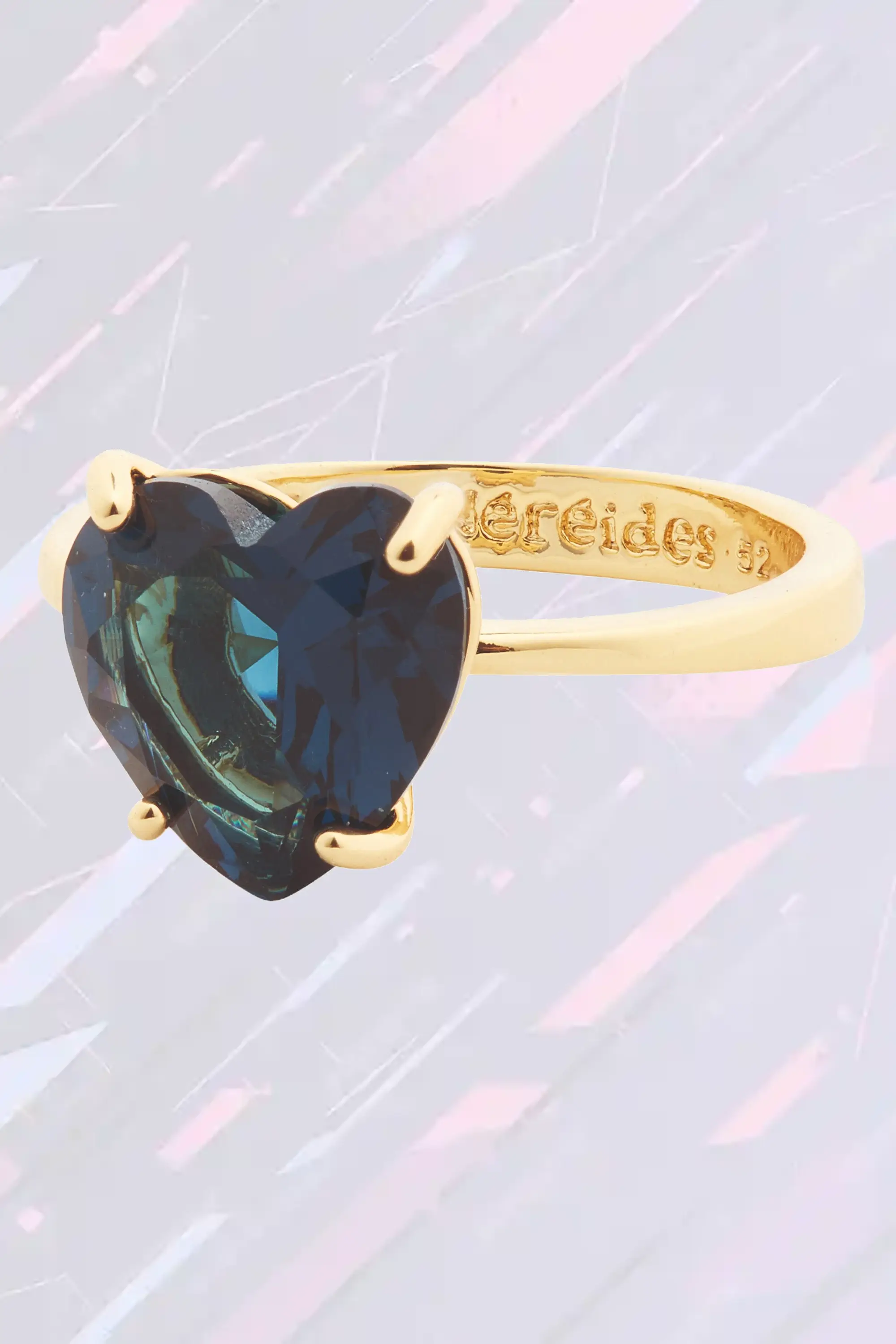 Bague Solitaire Les Néréides - Cœur Saphir Diamantin Bleu Abyssal