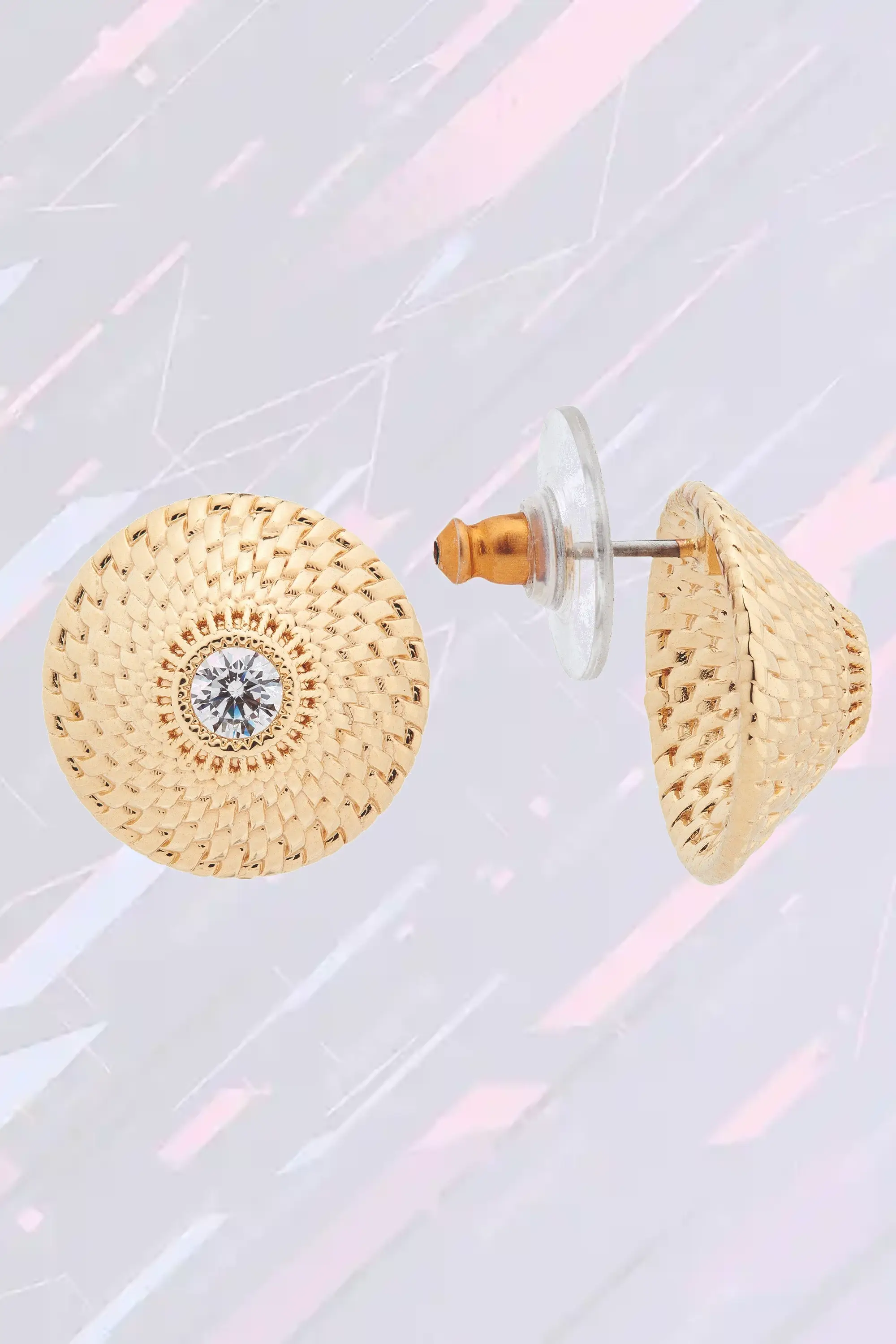 Boucles d'oreilles ethniques en osier tressé artisanalement - Tiges ajourées et disques finis - Création Les Néréides