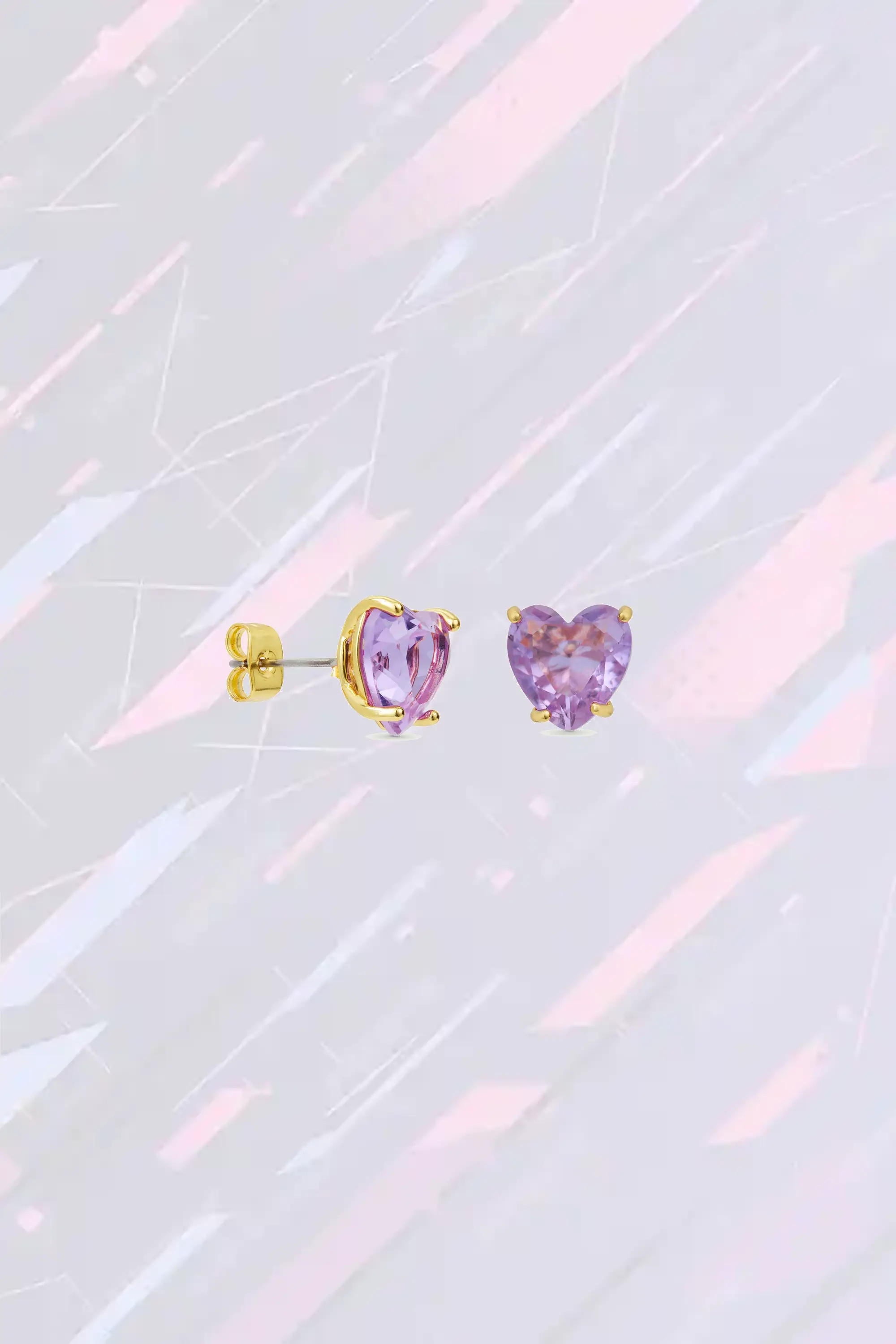 Boucles d'oreille créatives Les Néréides en pierre précieuse cœur - Collection Diamantine lavande pastel