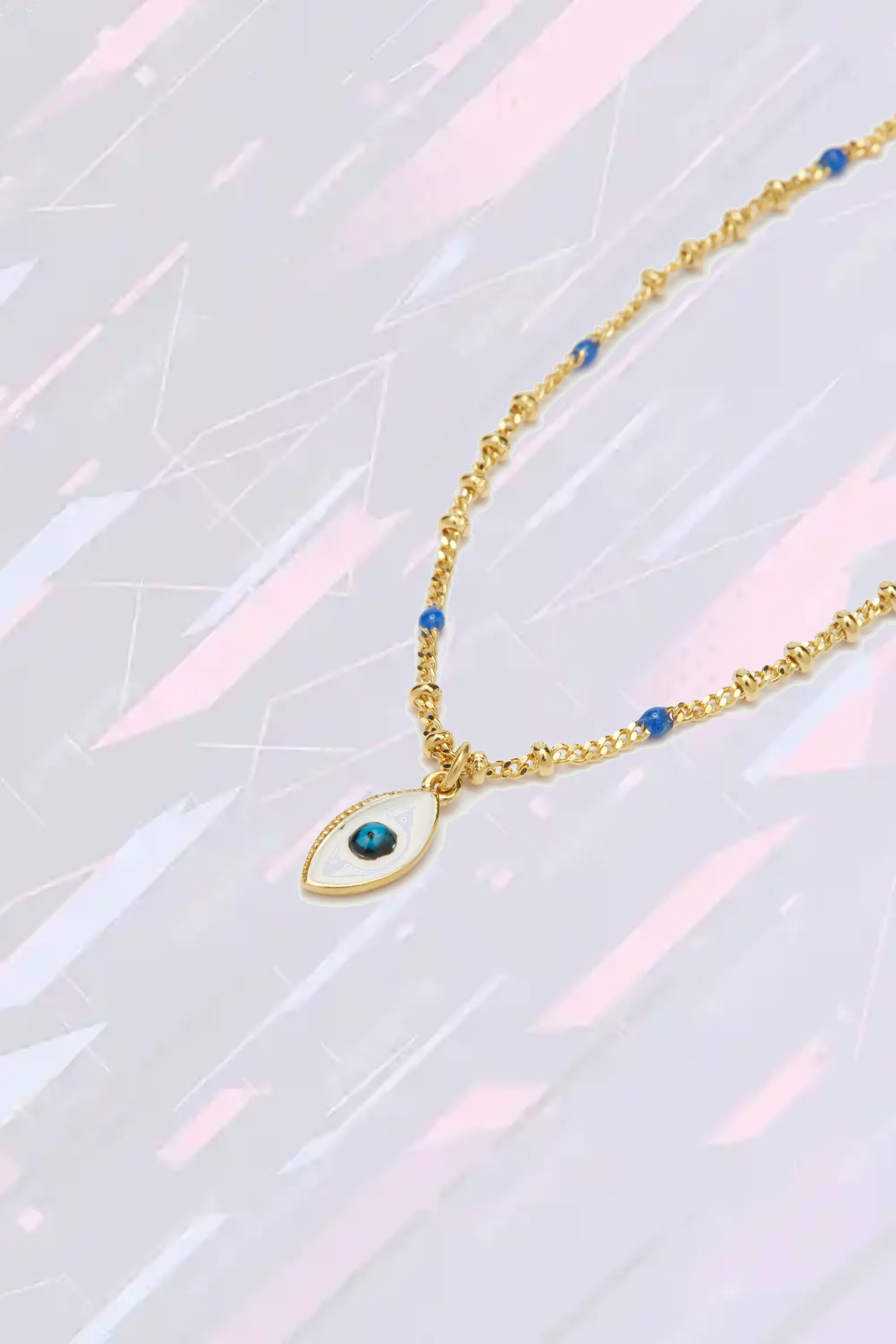Bracelet Les Néréides - Pendentif œil mystique en cristal, chaîne ajustable argentée