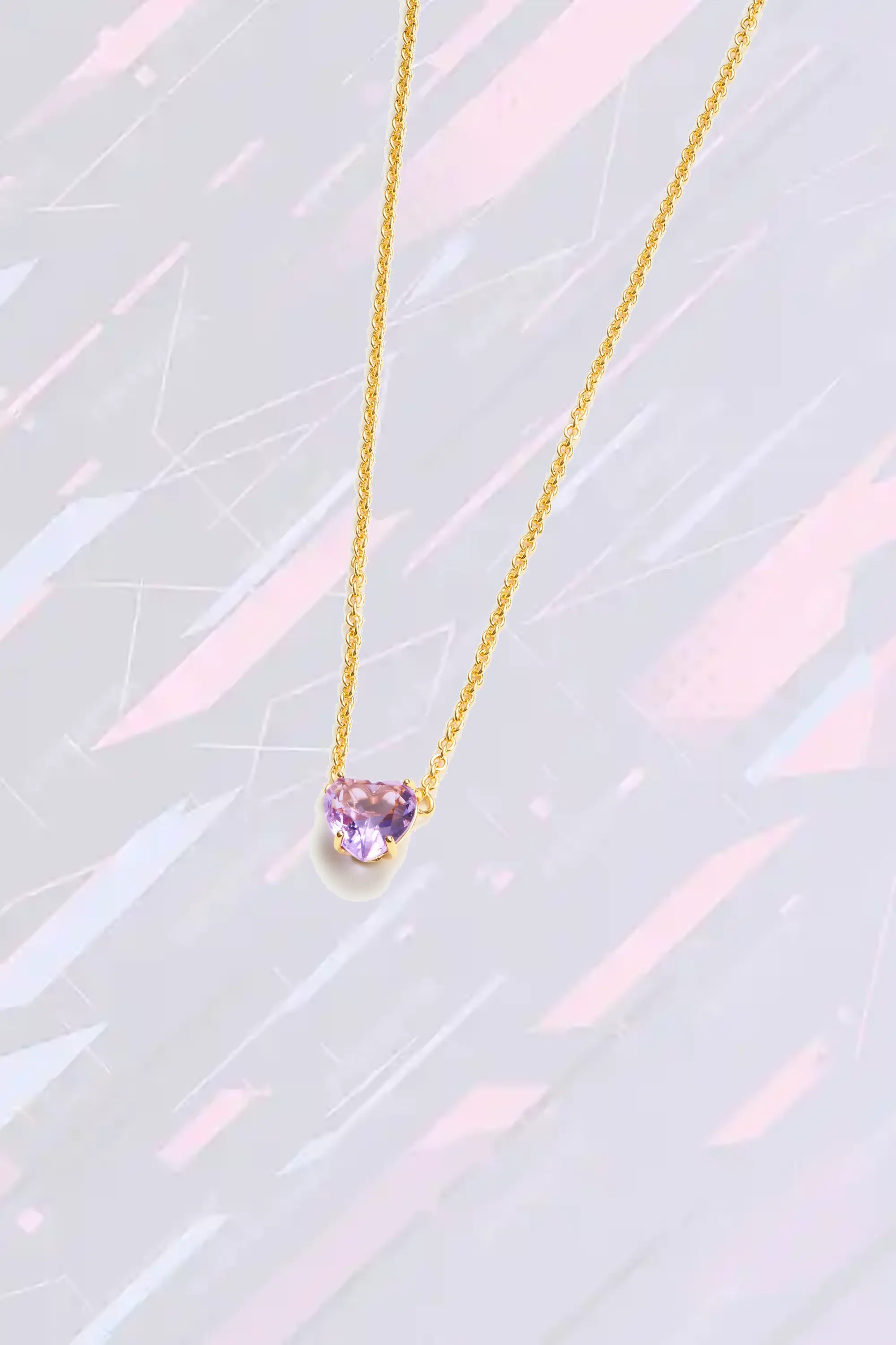 Collier Néréides en pierre fine cœur de Diamantine aux tonalités lavande douces