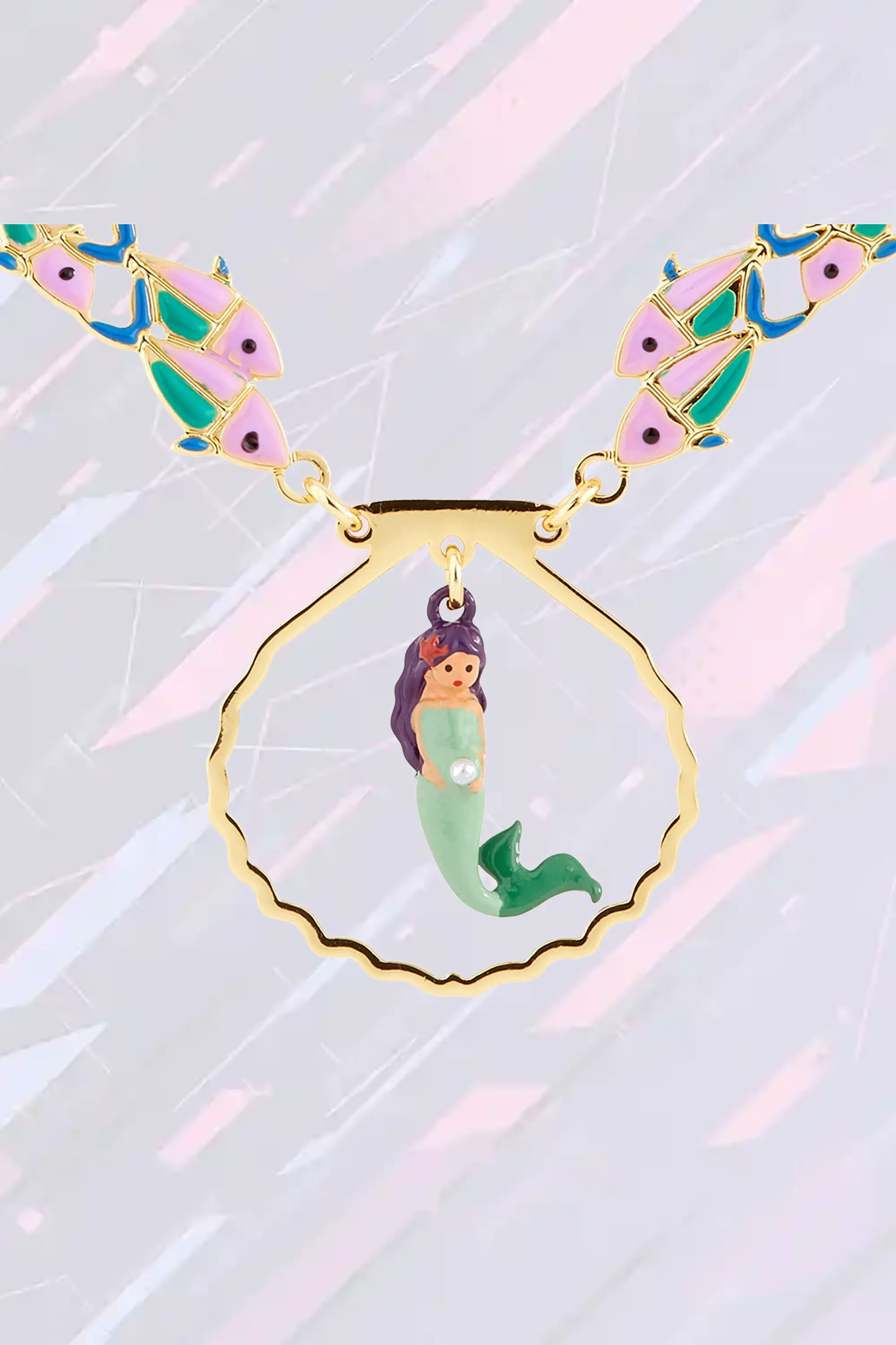 Collier Néréides Pendentif Sirène Mythique avec Motifs Aquatiques