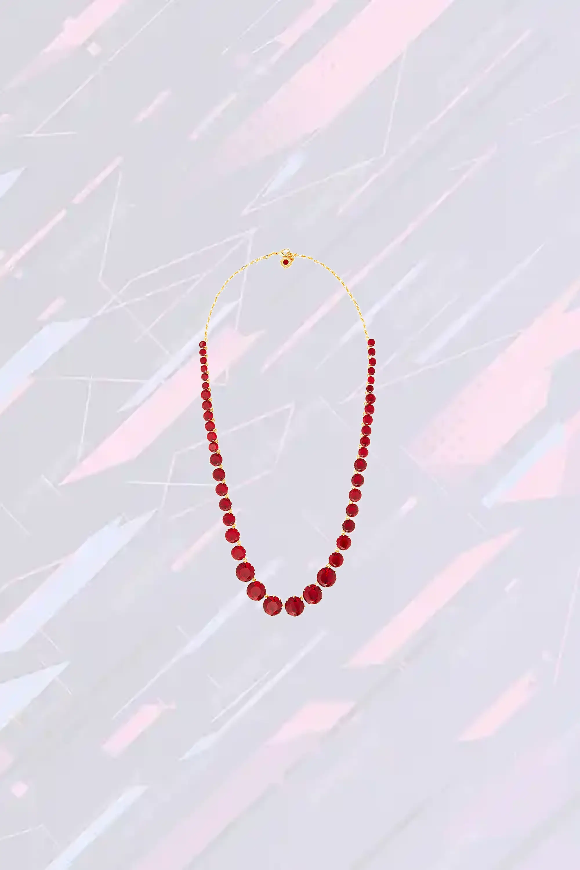 Collier sautoir Les Néréides - Rondelles de diamantine grenat lumineux