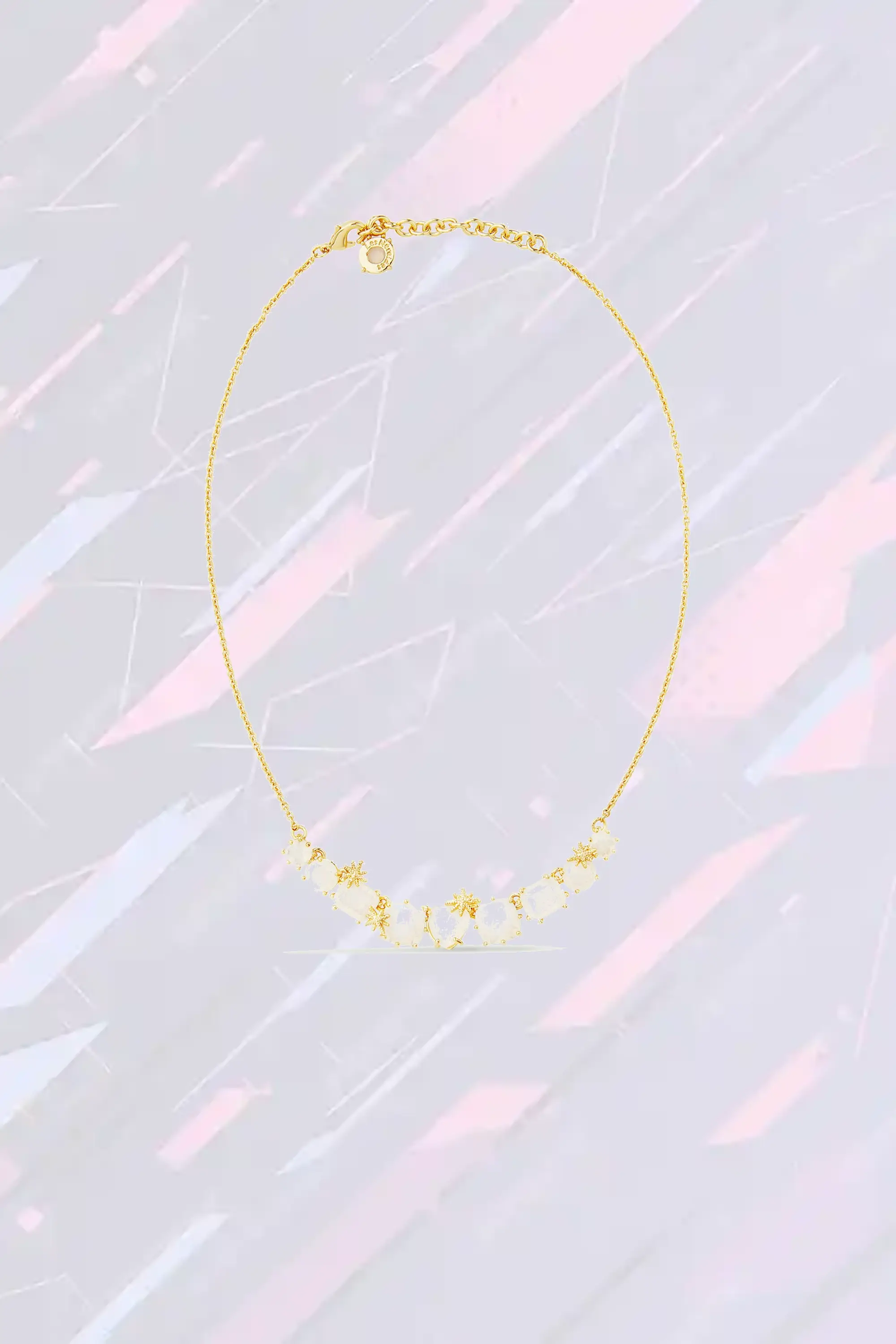 Collier Les Néréides en gemmes diamantées - Assemblage nacré iridescent orné de constellations délicates