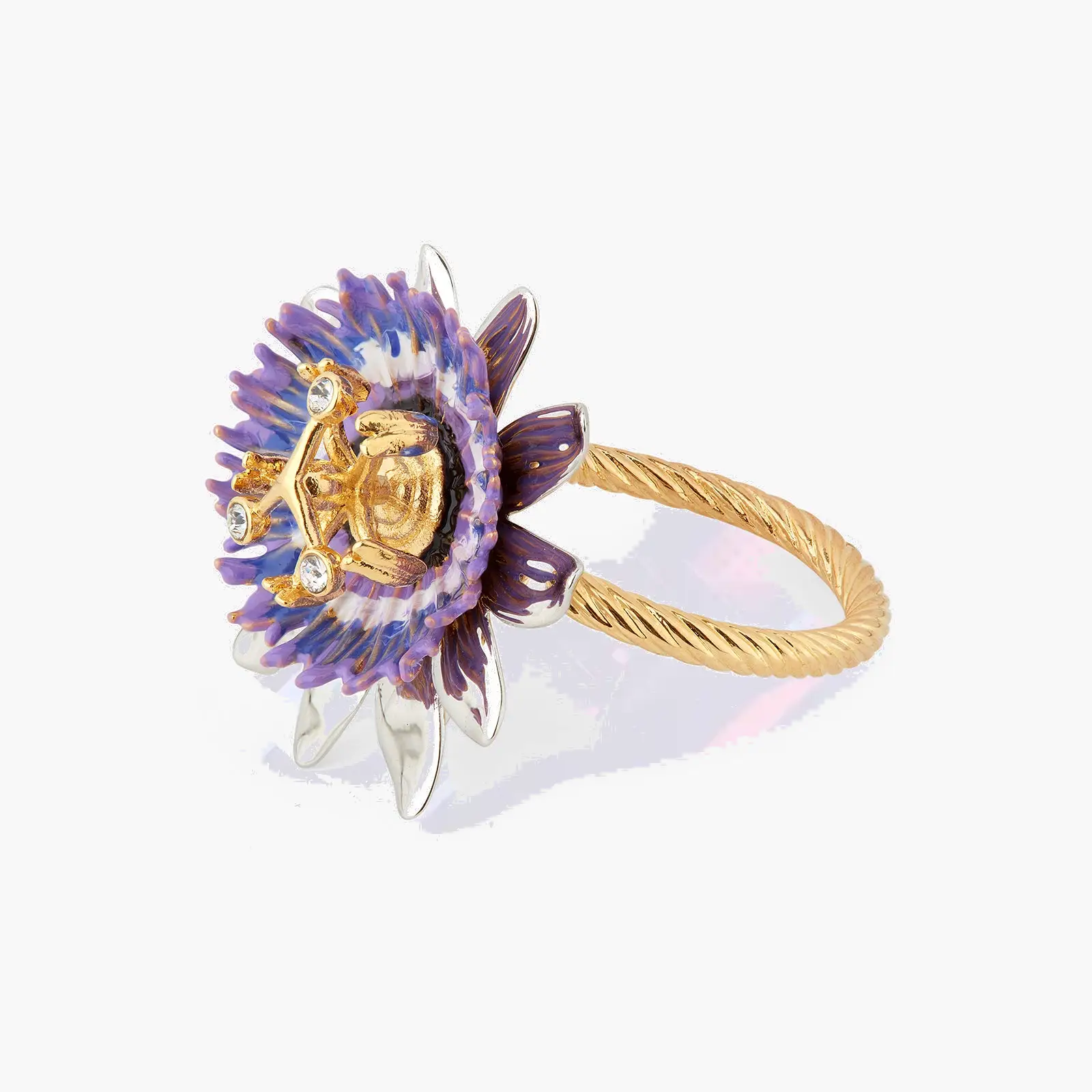 Bague ornementale Néréides à taille modulable motif florale passionnée