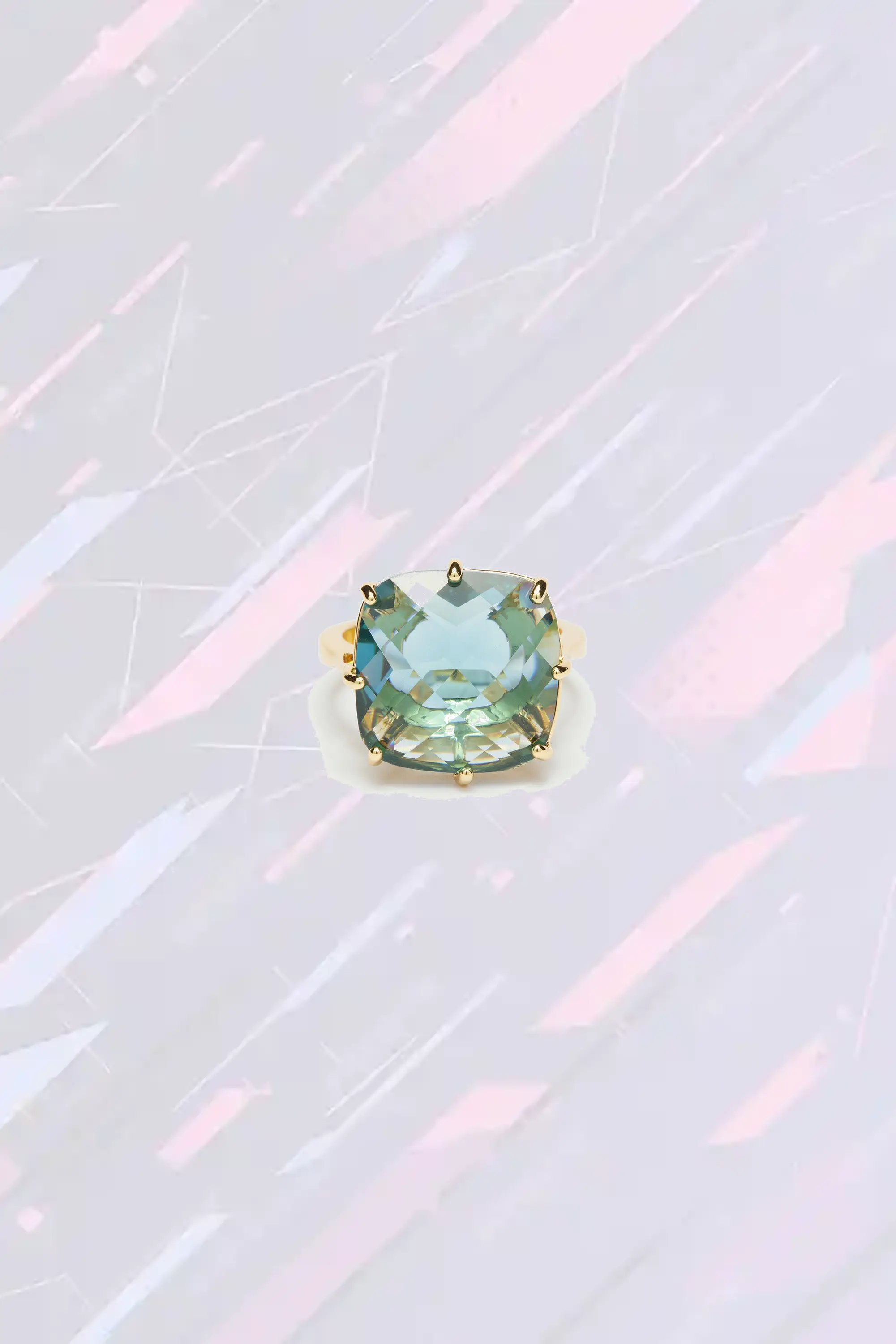 Bague Élégante Les Néréides - Cristal Taille Carrée Bleu Azur avec Finition Diamantée