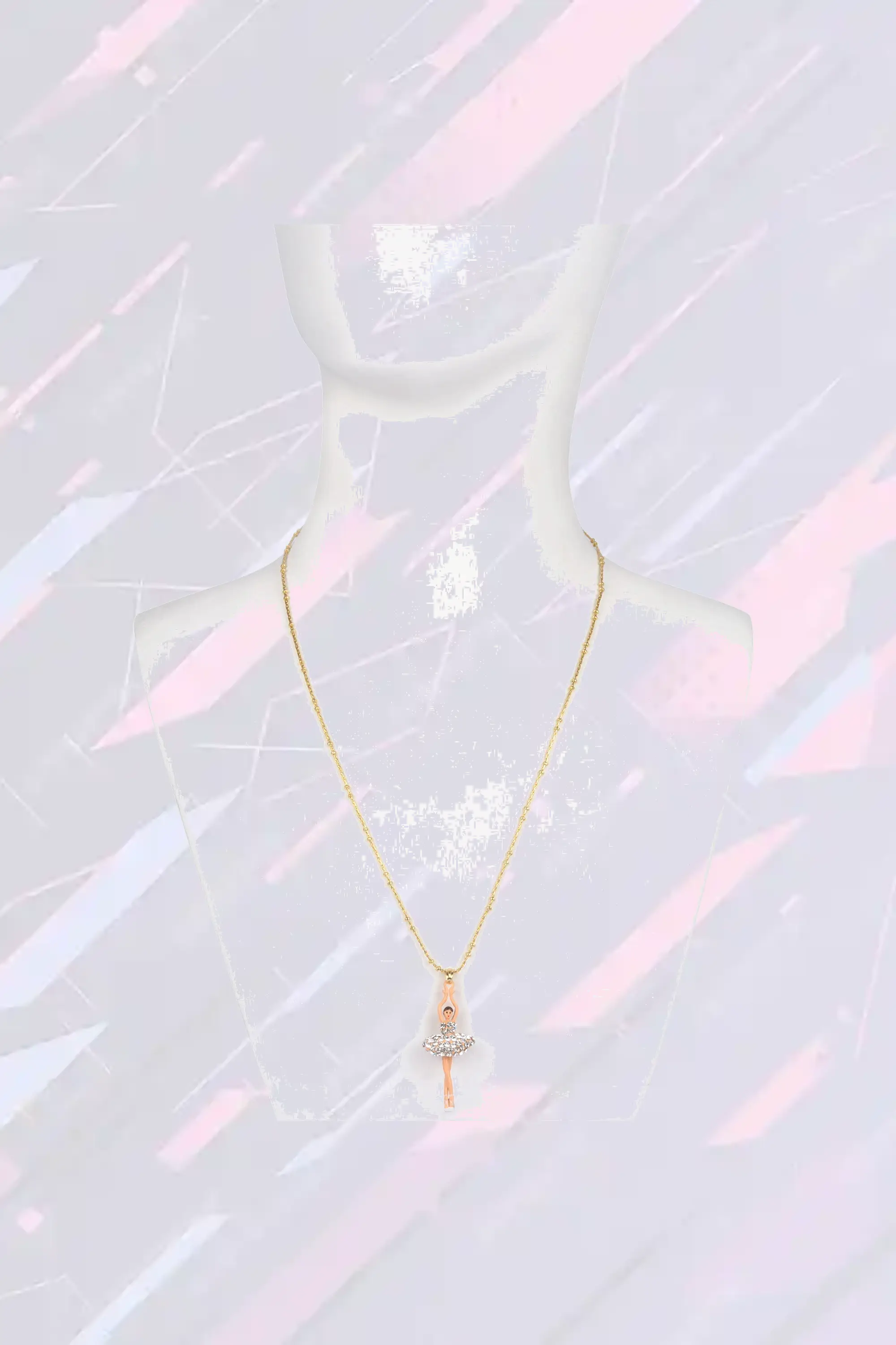 Pendentif ballerine en cristal - Collier artistique Les Néréides - Bijou fantaisie élégant avec médaillon précieux