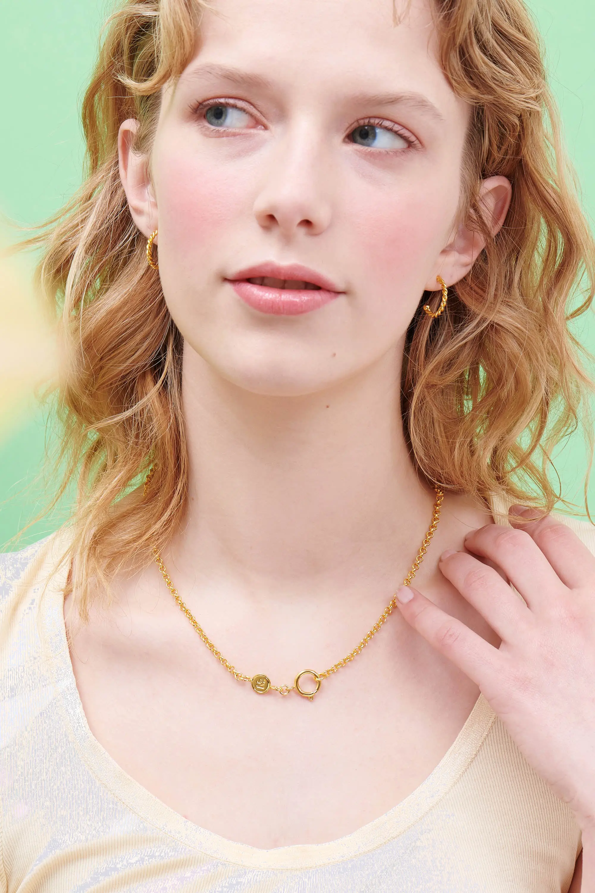 Collier chaîne Les Néréides avec breloques personnalisables - Longueur ajustable en métal doré