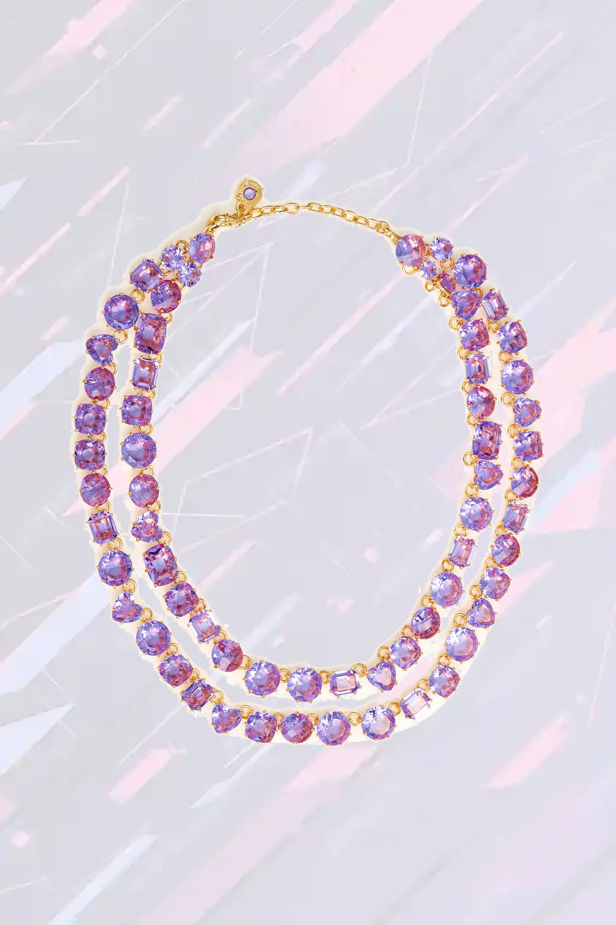 Les Néréides - Collier de bustier double rang en diamantine teinte lavande