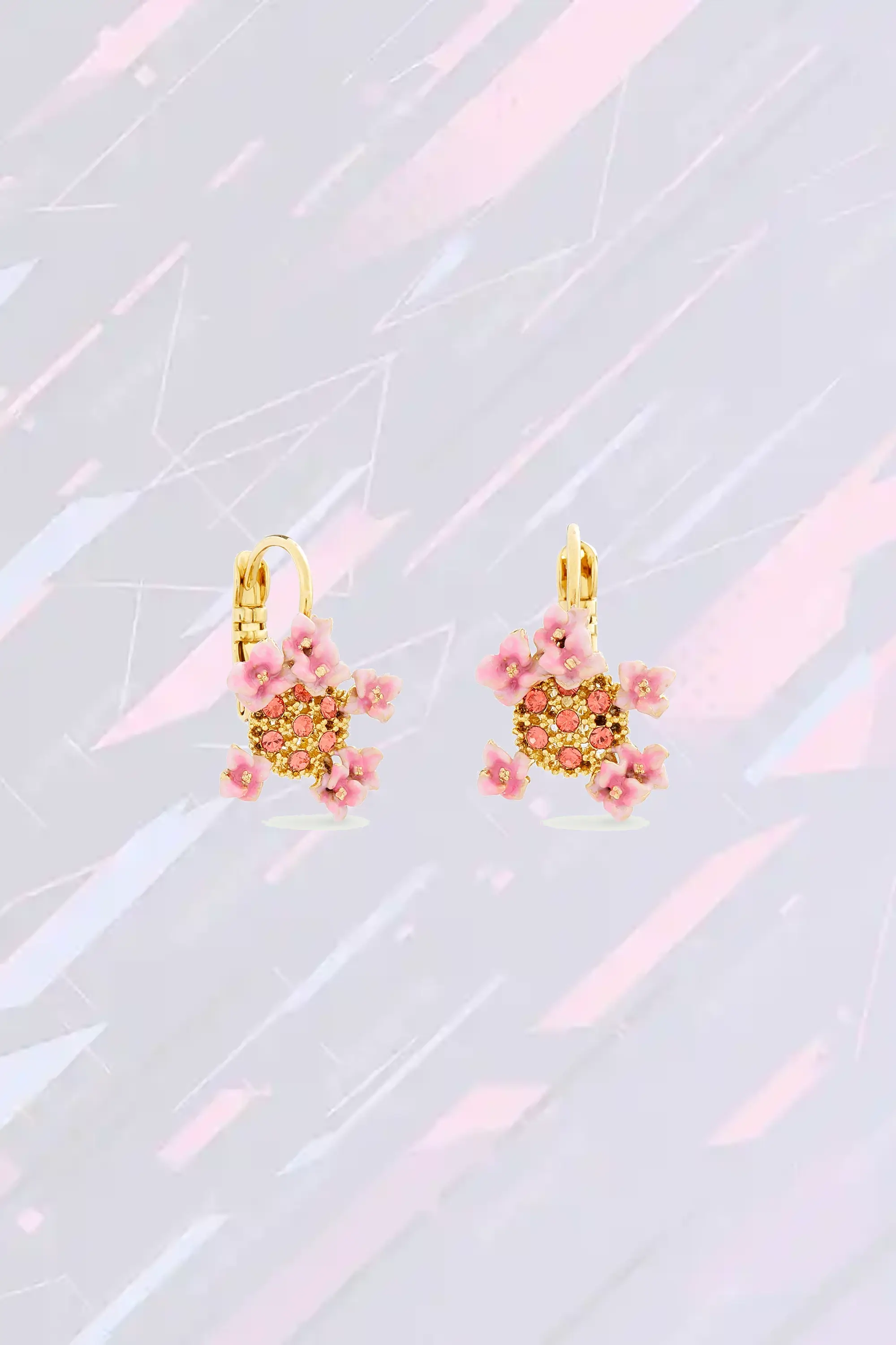 Élégantes Crèoles en Pierres Fines Rosées et Dorées - Inspiration Hortensia - Création Artisanale Les Néréides