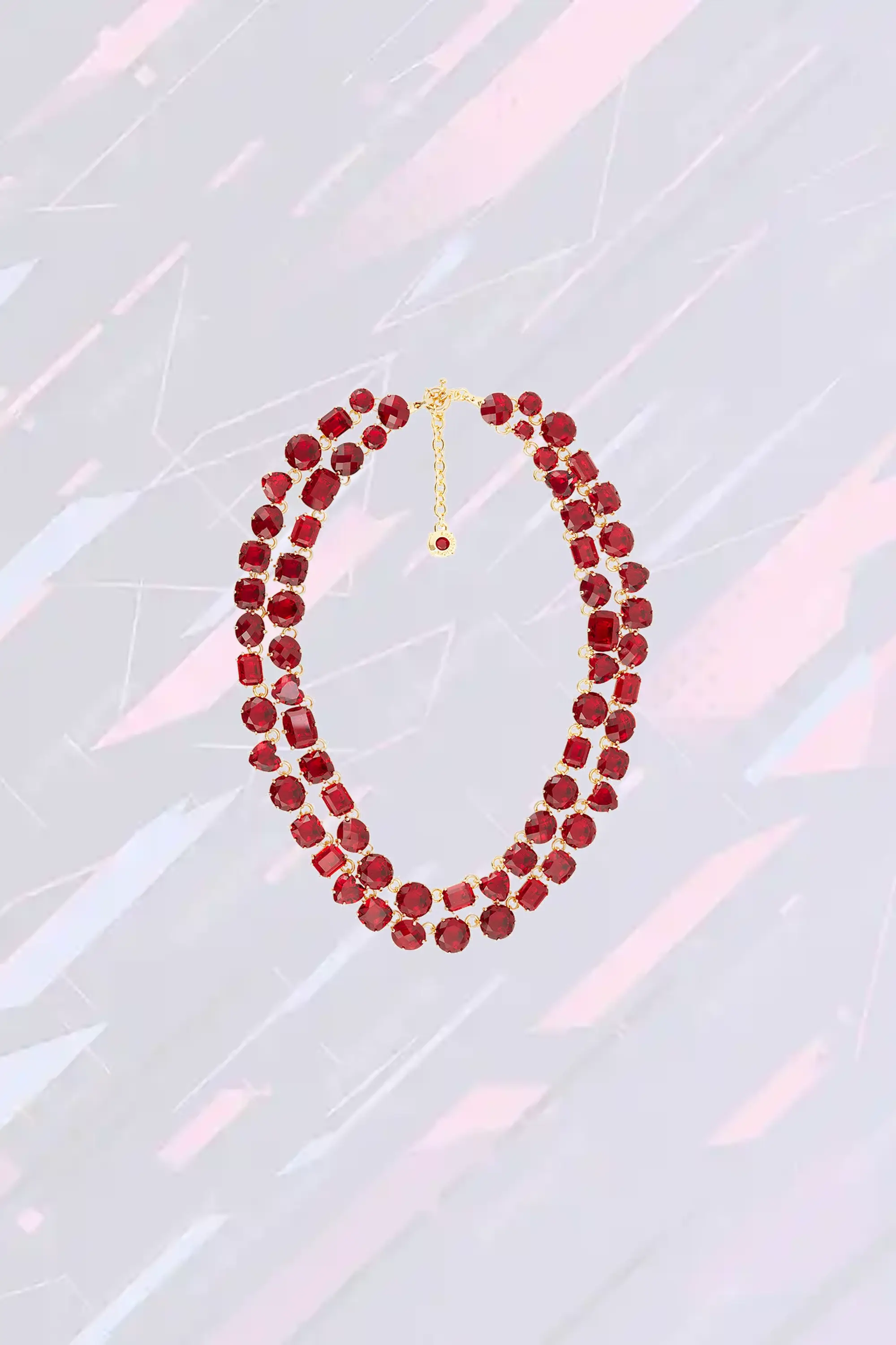 Collier précieux Les Néréides - Double rang de pierres grenat intense de la collection Diamantine