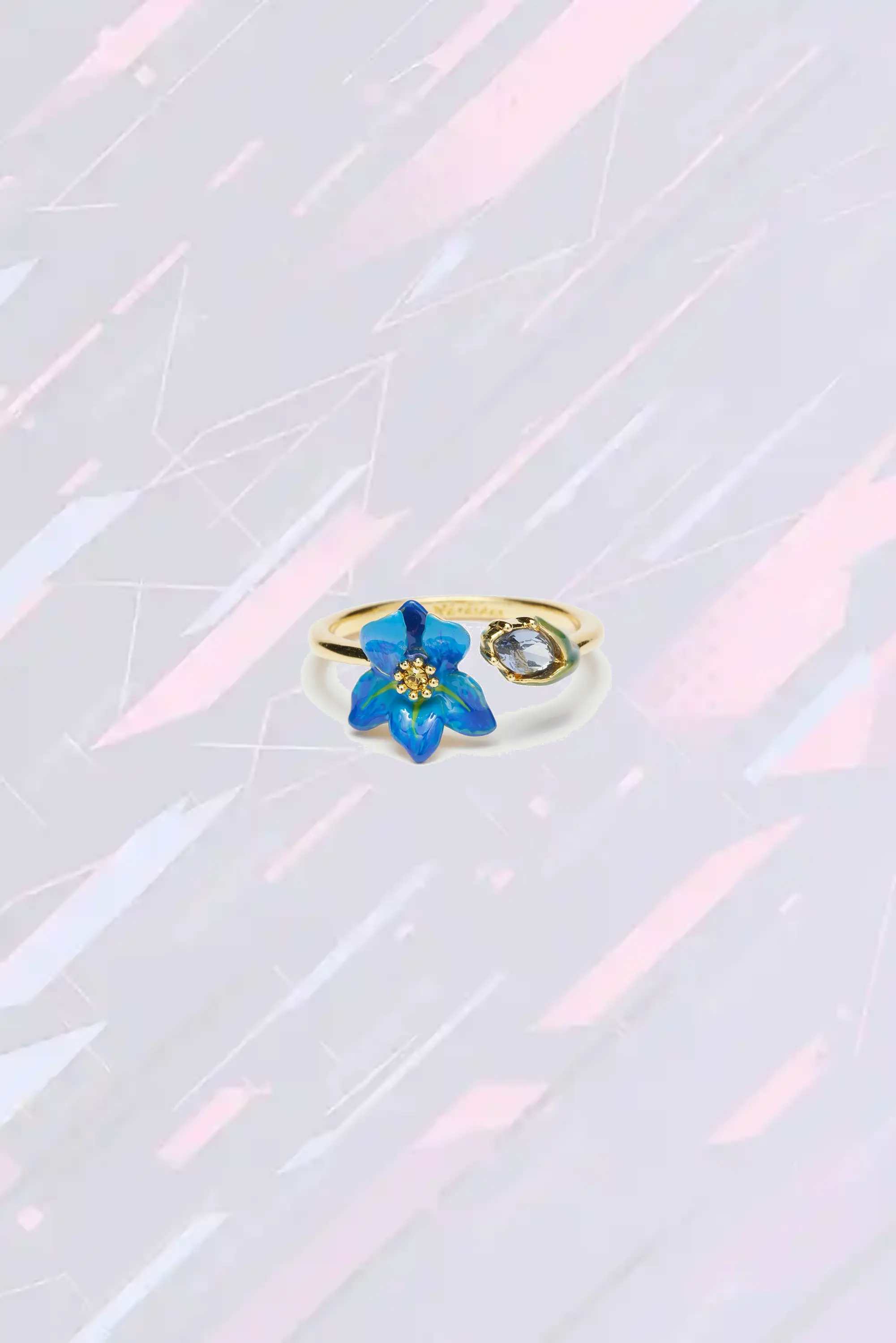 Bague Réglable Les Néréides - Éclat d'Iris Sibérien et Cristal Taillé