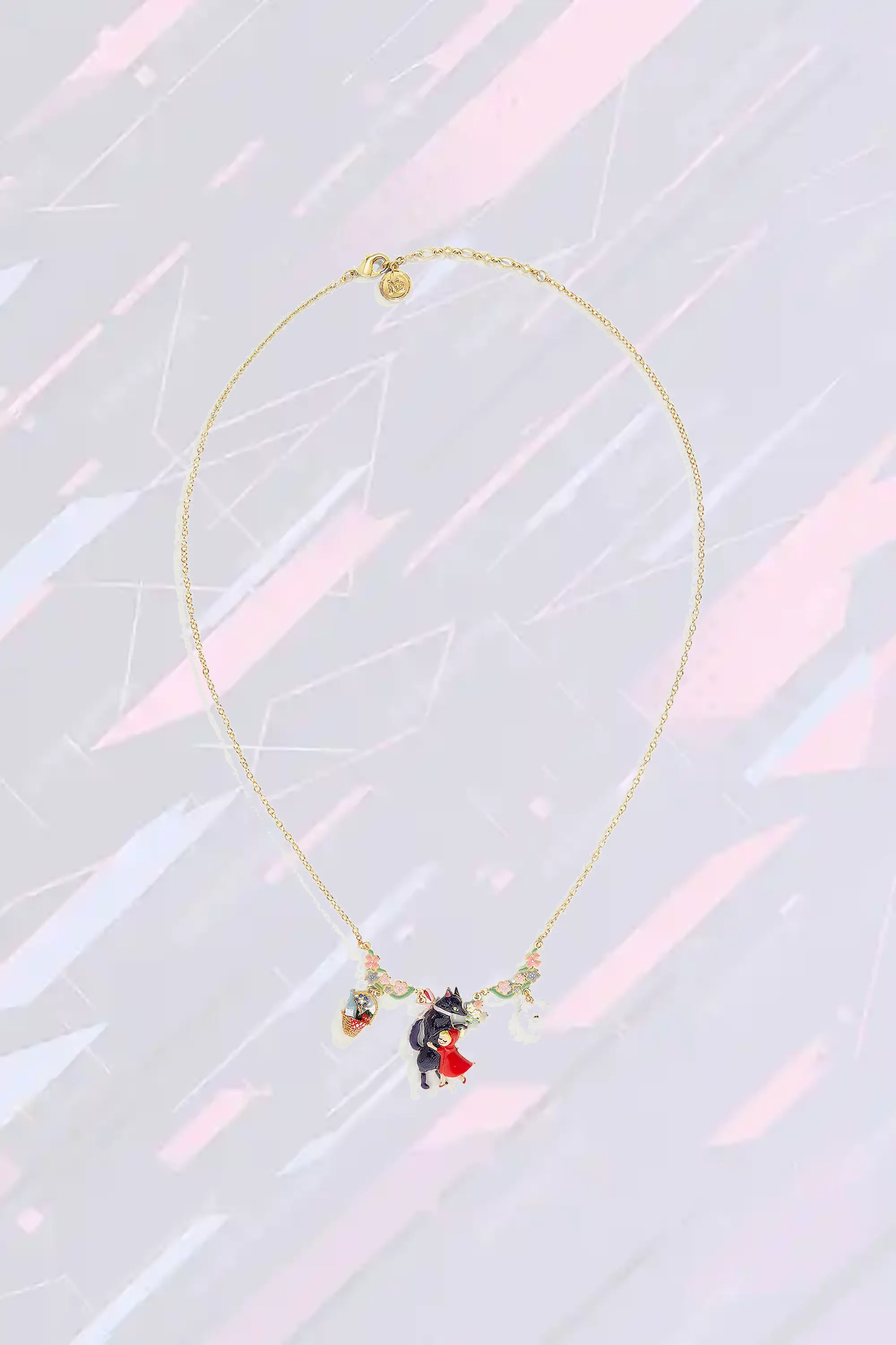 Collier Floral Médaille Artistique | Contes de Perrault - Loup Rouge & Capuchon Doré