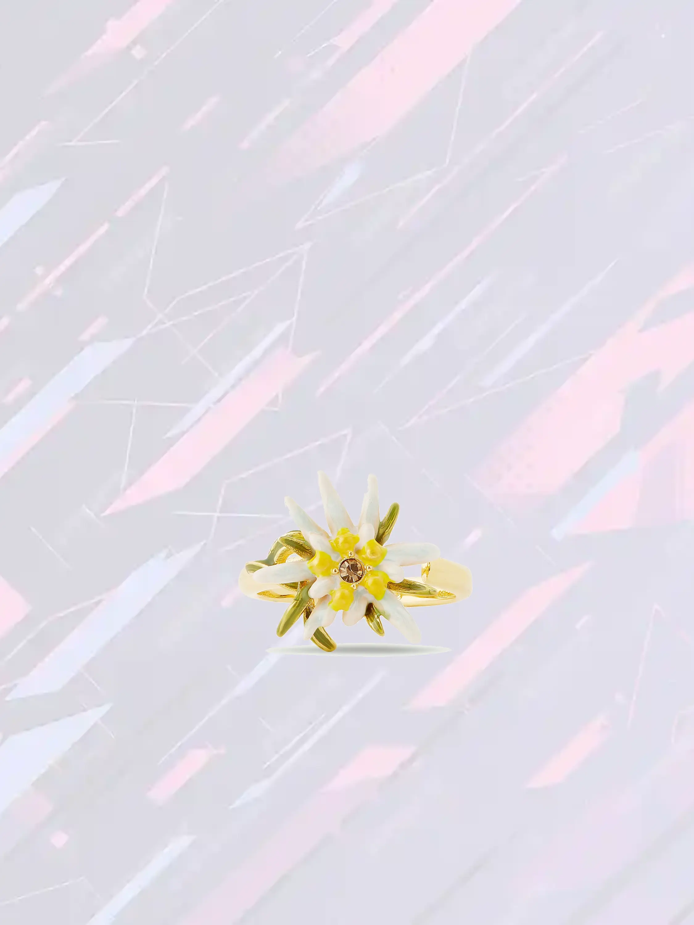 Les Néréides Bague Élégante à Taille Réglable - Motif Florale Edelweiss Artisanal