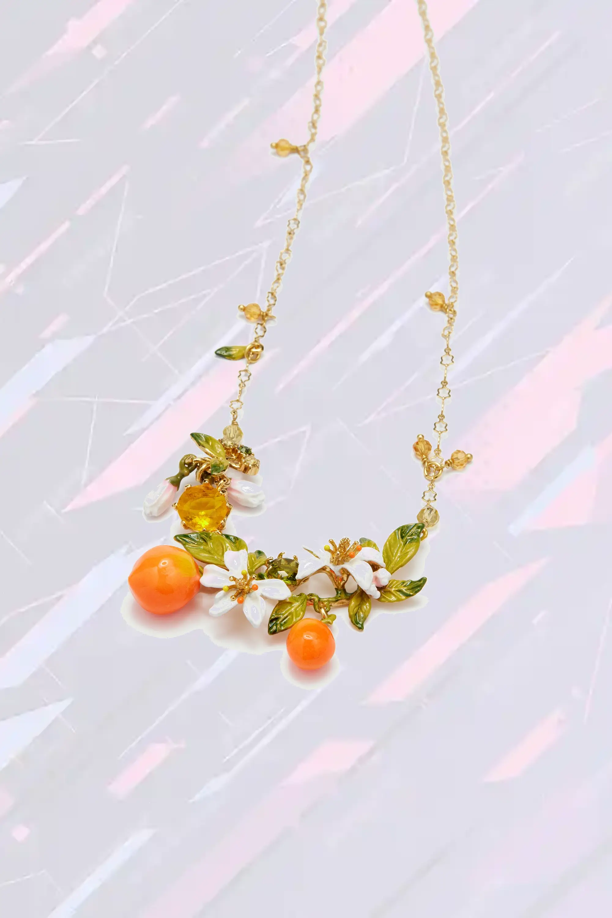 Collier Méditerranéen à Motif d'Orangers et Agrumes - Création Néréides