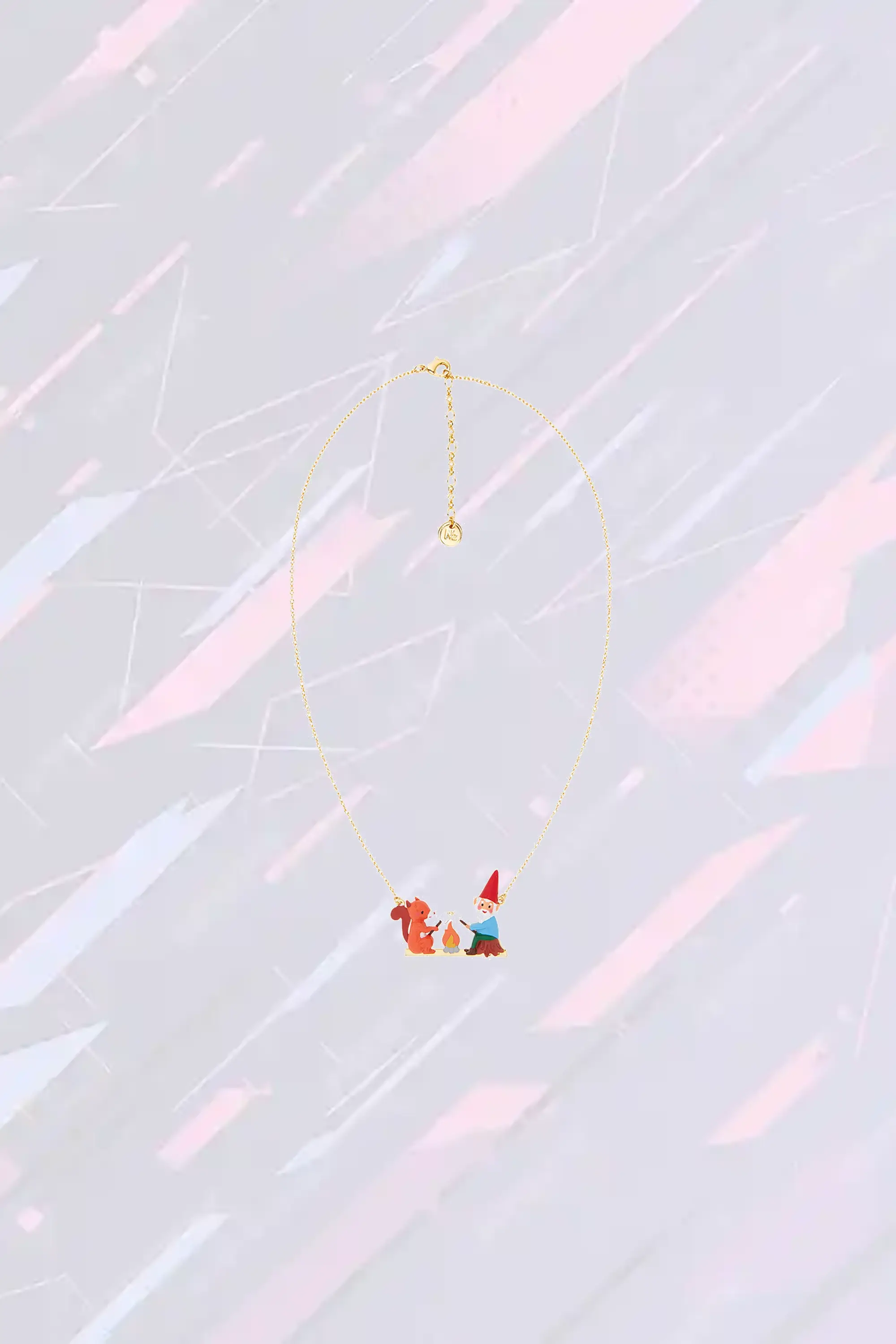 Collier fantaisie Les Néréides - Pendentif écureuil, lutin et guimauve délicats