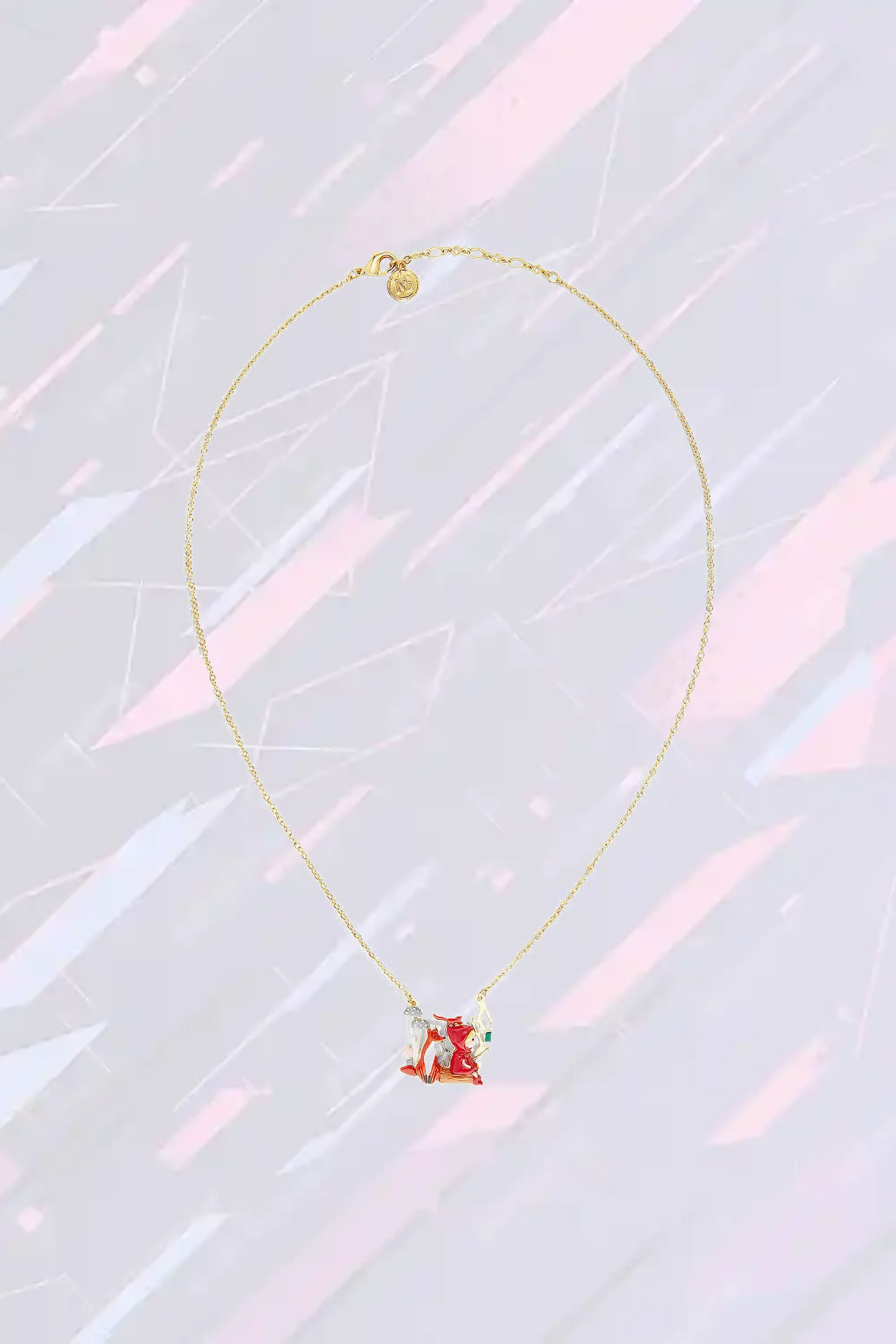 Les Néréides Pendentif collier fantaisie Chaperon Rouge avec Renard Rusé et Lièvre Malicieux - Conte de fées en argent