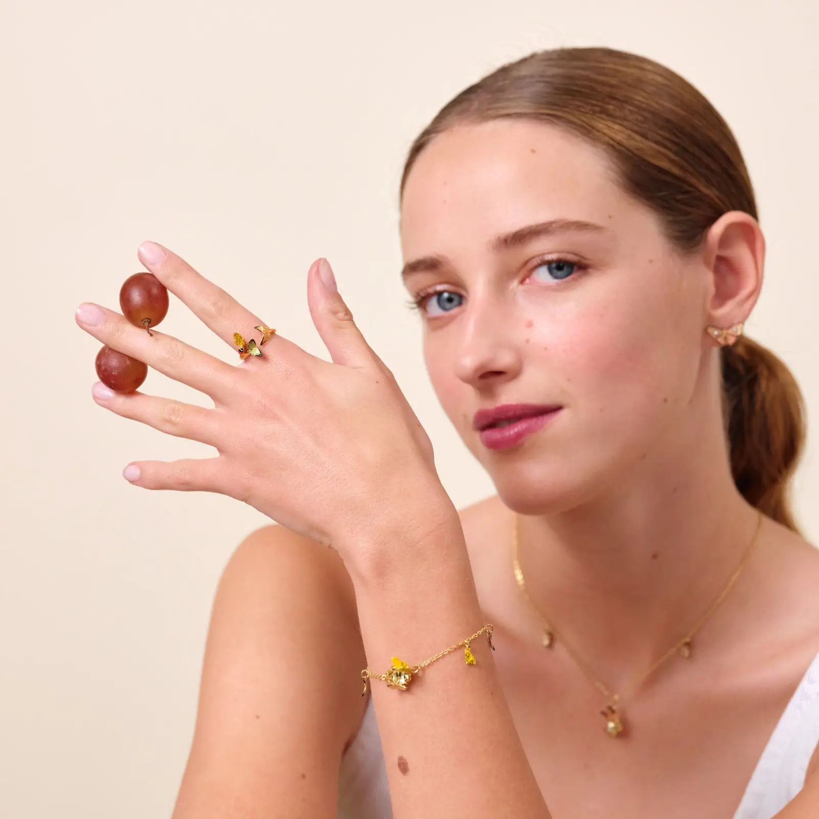 Bague Papillon et Coccinelle Émaillés à Motif Vibrant - Anneau Réglable Les Néréides - Décor Finement Travaillé