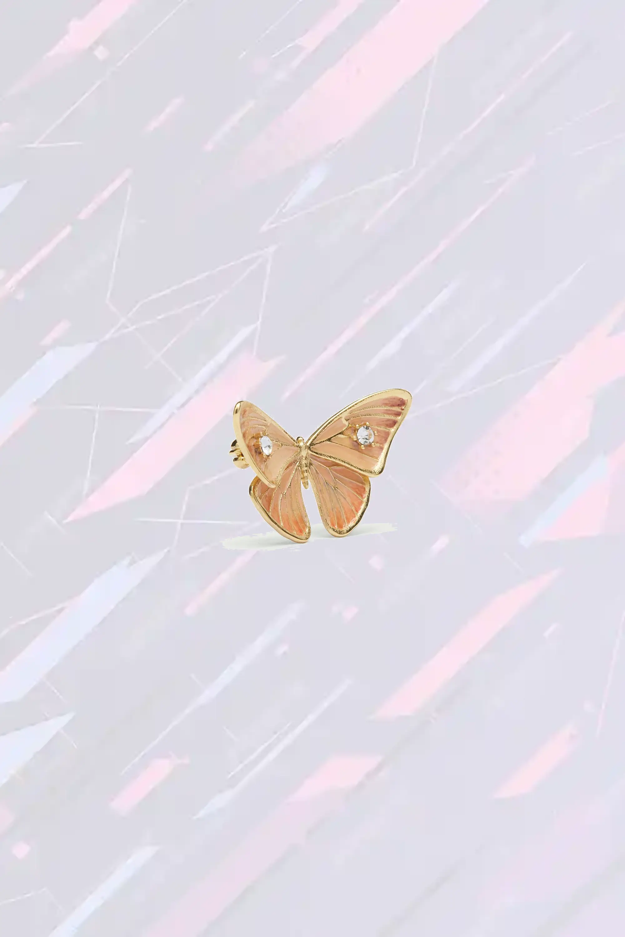 Épingle papillon artisanale en émaillage vitrifié avec incrustations de cristal taillé - Création exclusive Les Néréides