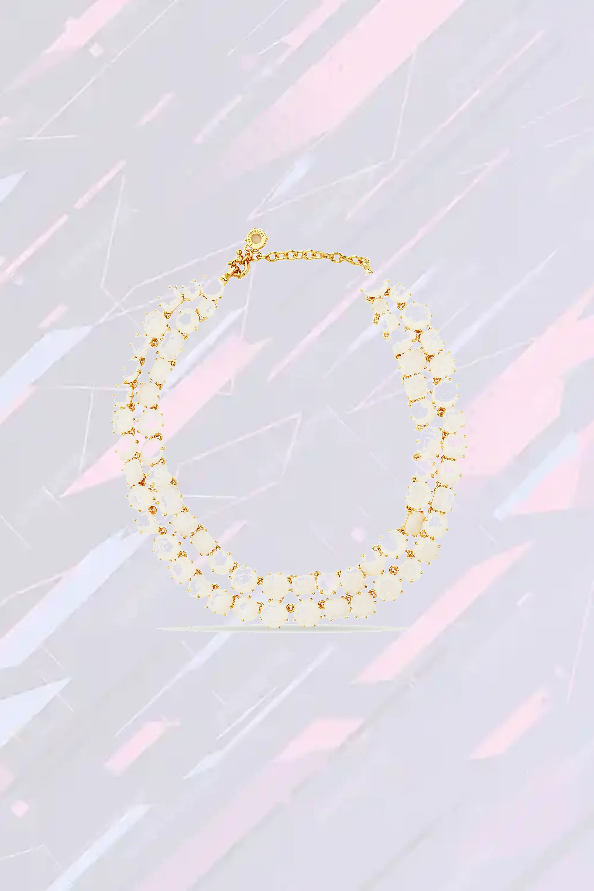 Collier Élégance Néréides - Double Rangée de Perles Opalescentes en Cristal Diamanté