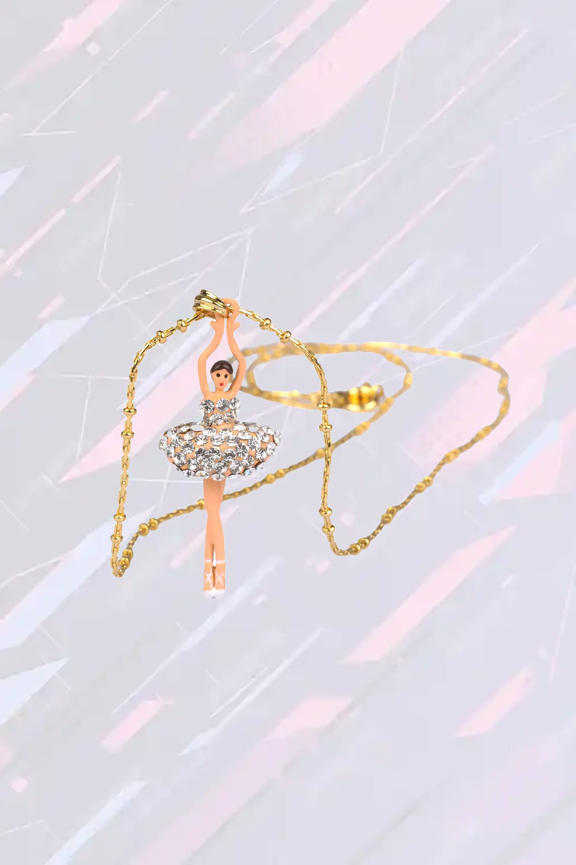 Pendentif ballerine en cristal - Collier artistique Les Néréides - Bijou fantaisie élégant avec médaillon précieux