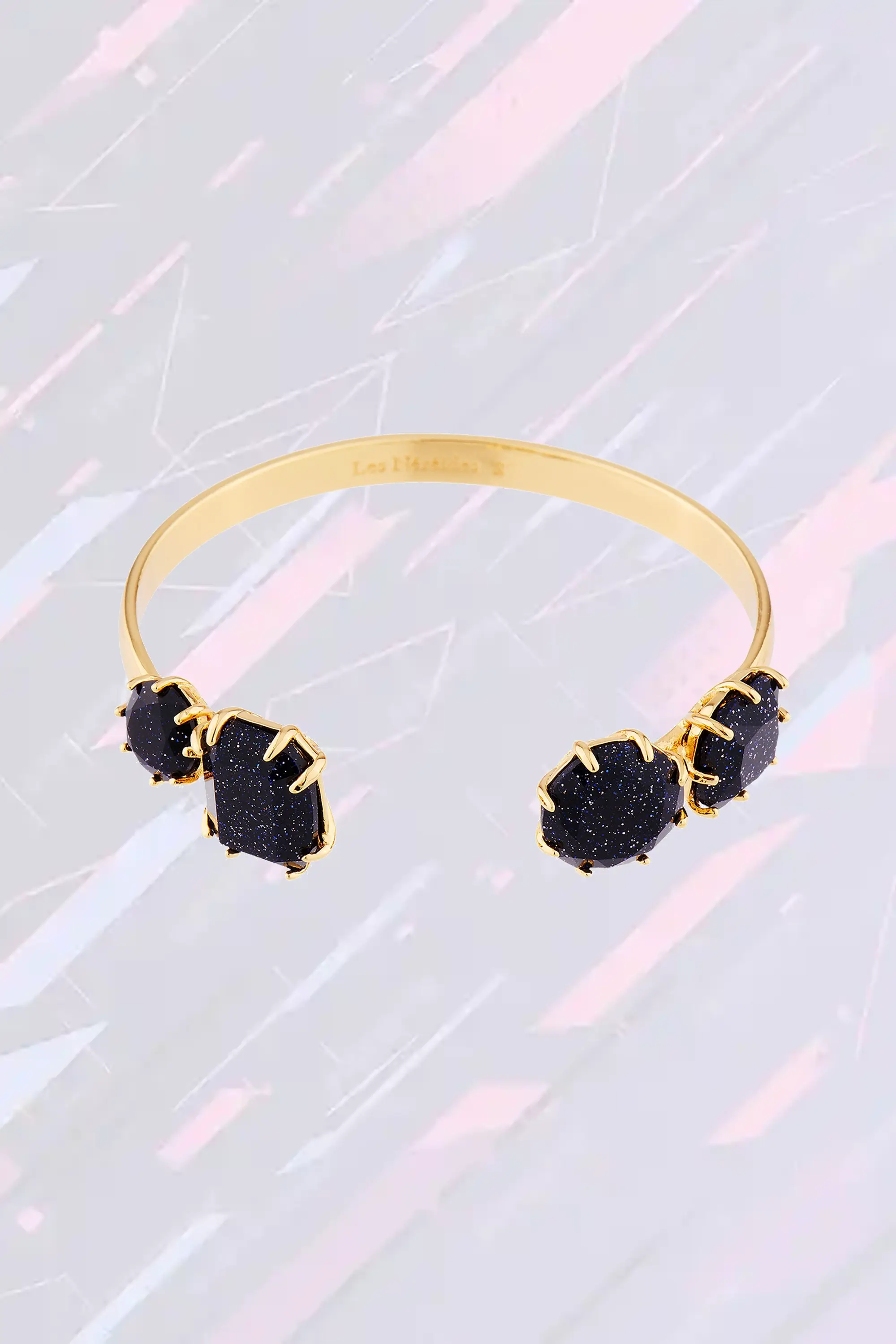 Bracelet Rigide Les Néréides avec 4 Gemmes Éclatantes et Finition Bleu Nuit Scintillant
