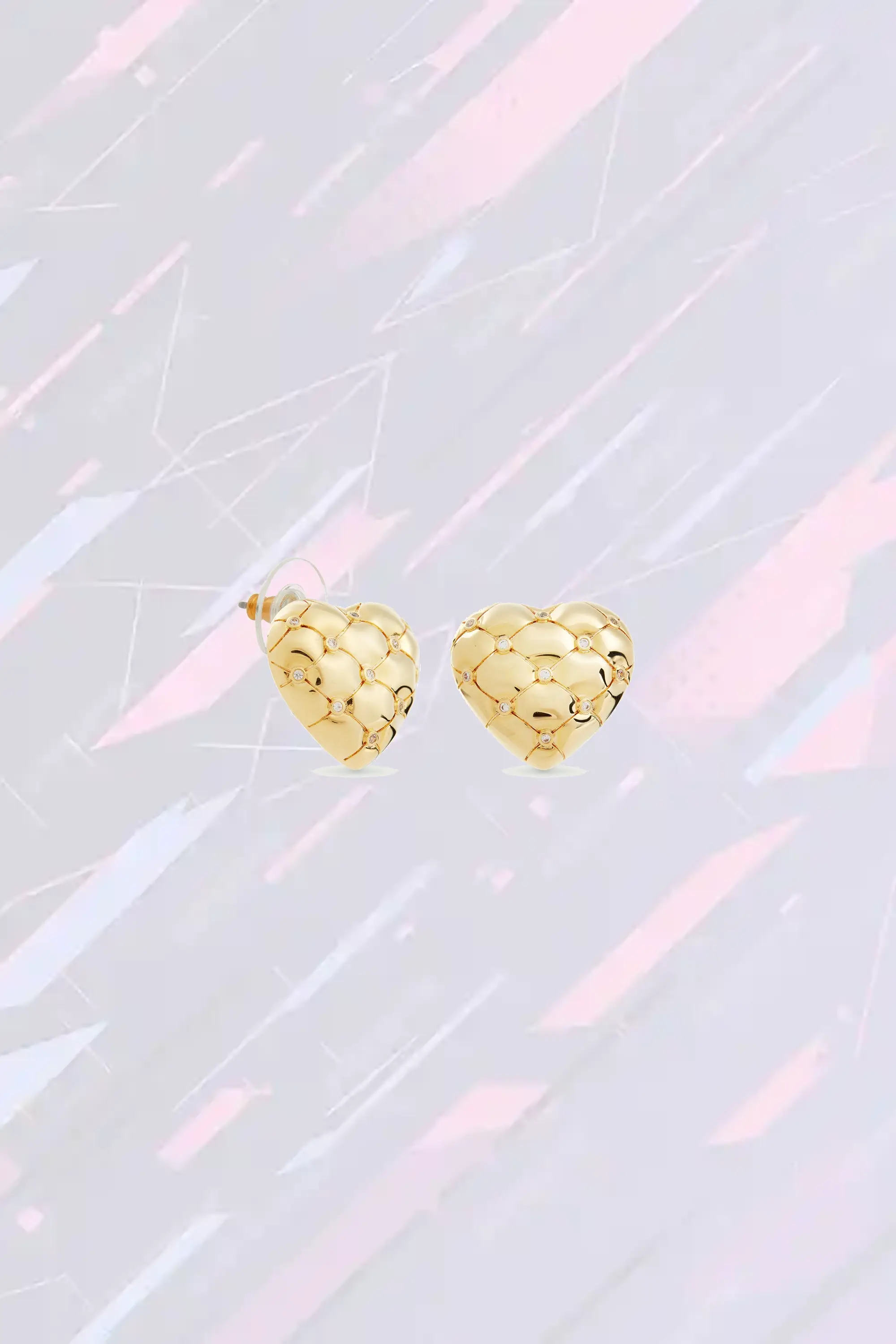 Pendentifs oreilles en or texturé avec incrustations de cristaux scintillants - Collection Les Néréides