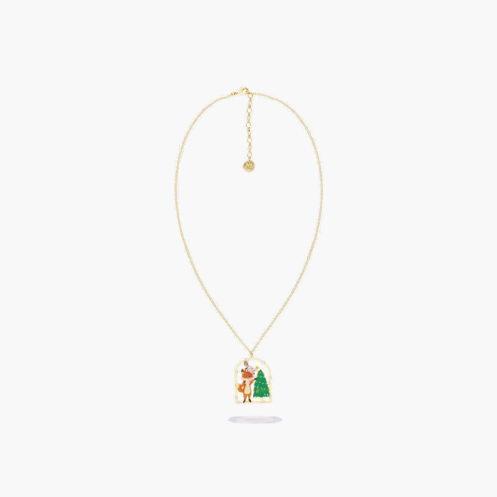 Collier Élégant avec Charme Animalier - Pendentif Féérique Lapin, Renard et Sapin Enchanté par Les Néréides