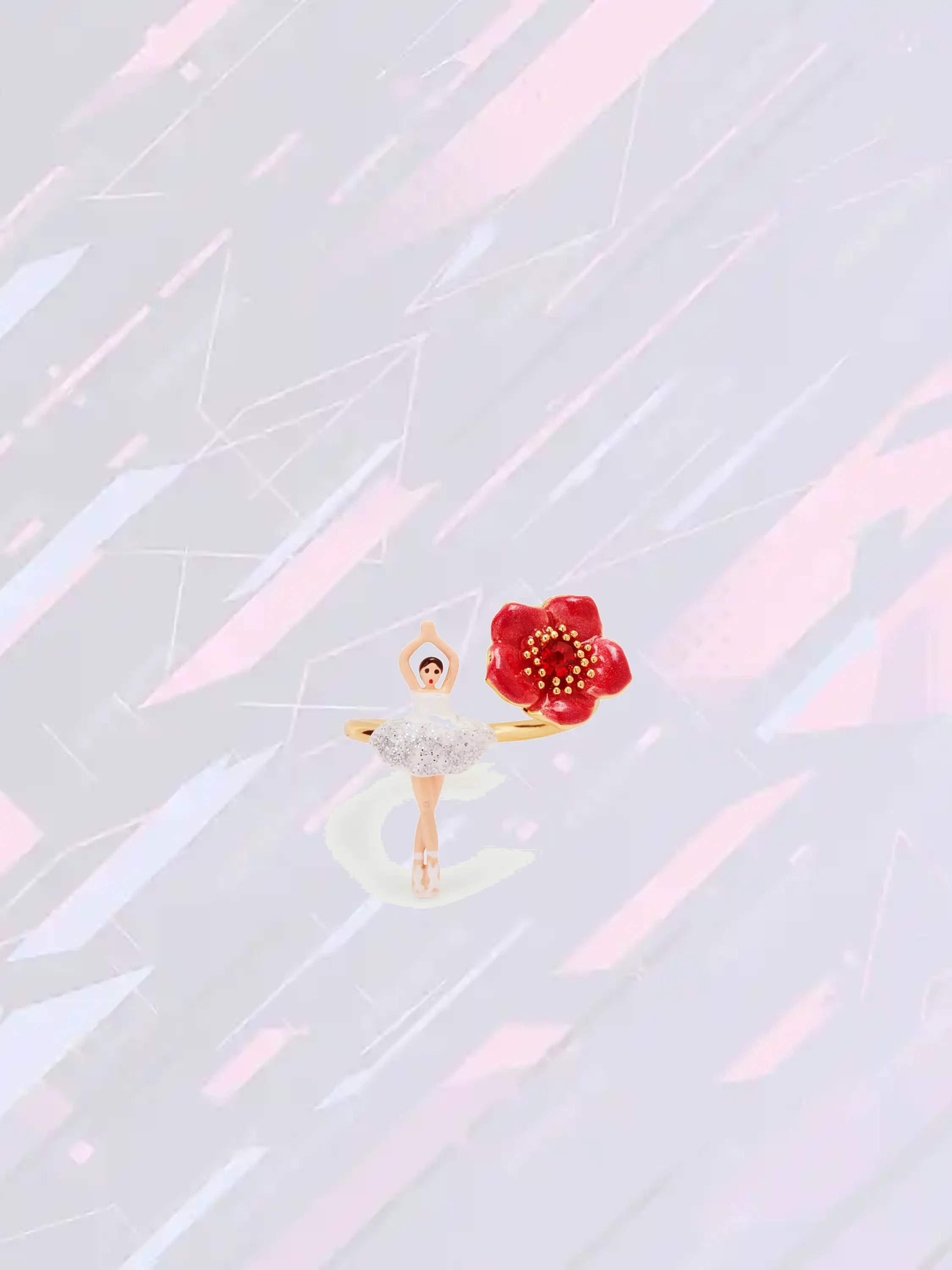 Bague Ballerine Réglable à Pétale Écarlate - Bijou Fantaisie Les Néréides