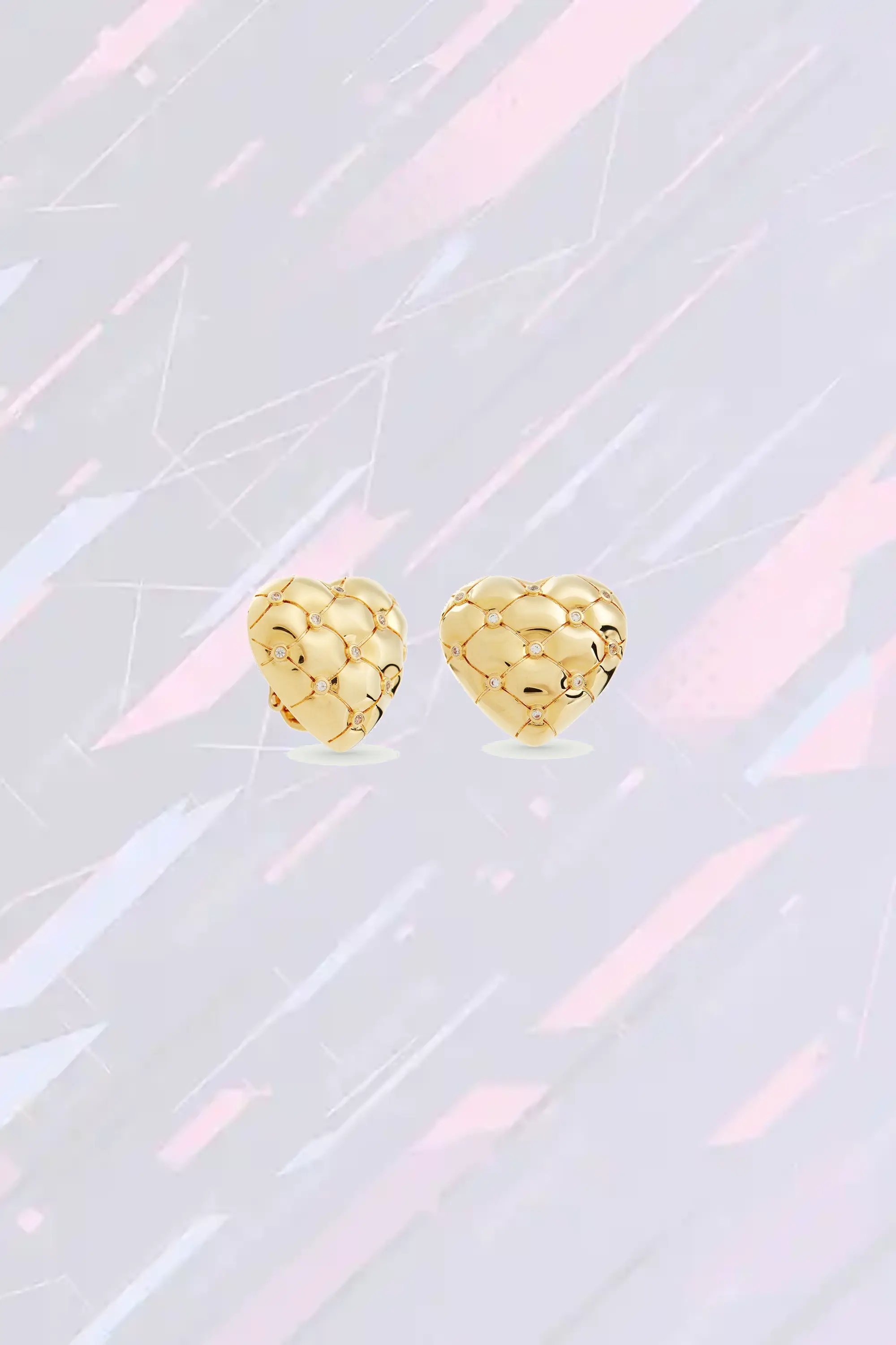 Pendentifs oreilles en or texturé avec incrustations de cristaux scintillants - Collection Les Néréides