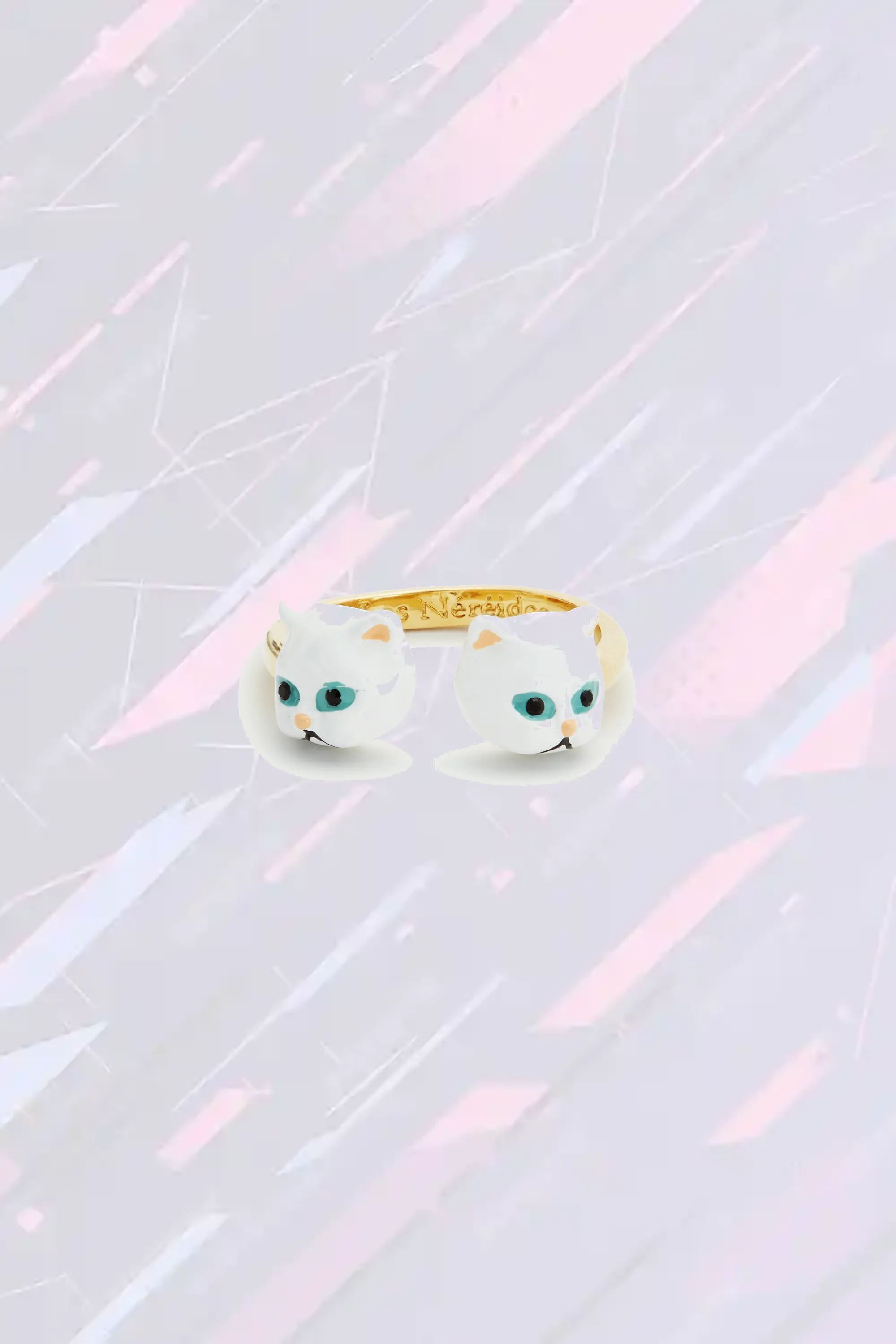 Bague féline réglable en cristal nacré - Collection Les Néréides