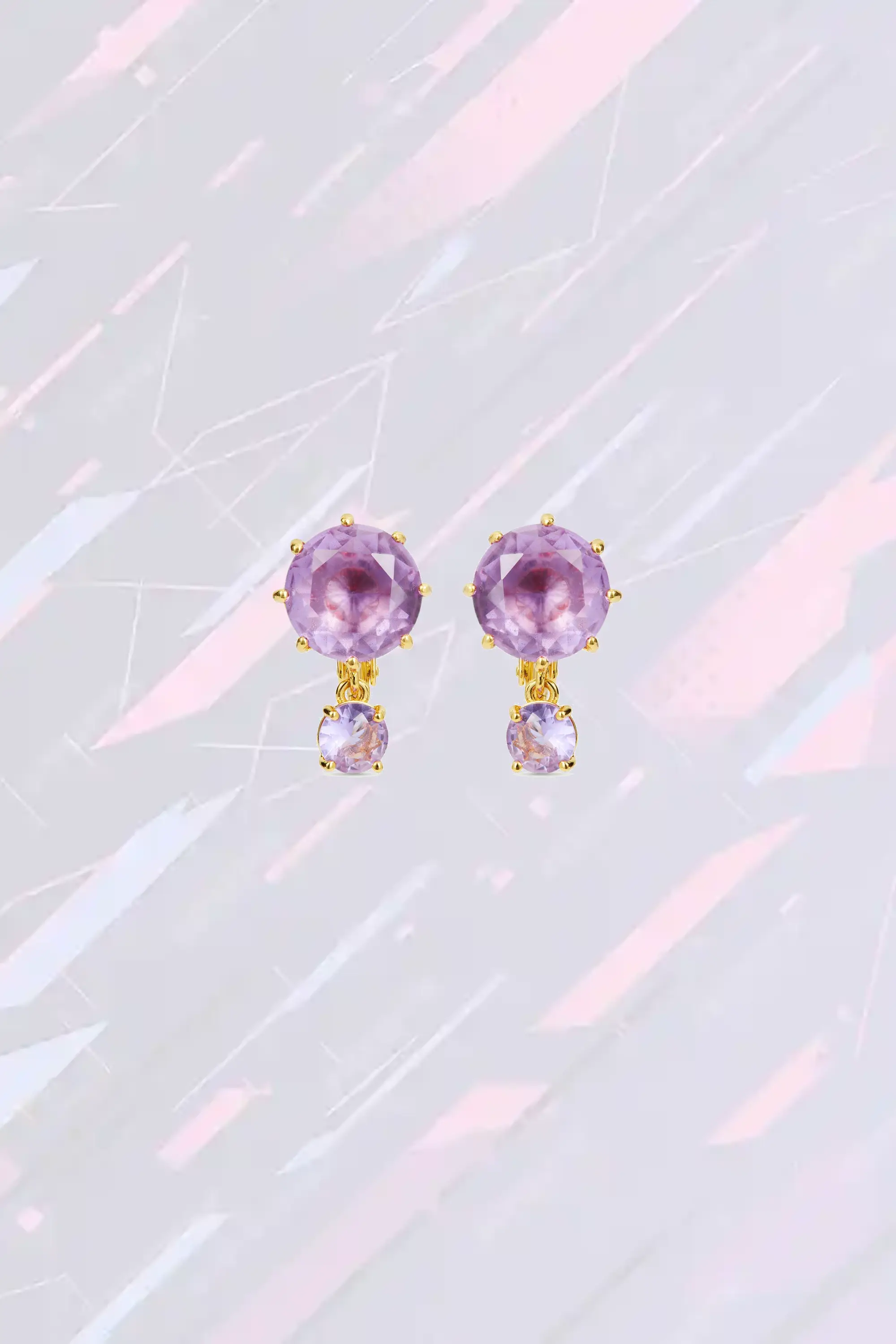 Boucles d'oreilles Les Néréides en pierres jumelles - Éclat diamantin et tonalité lavande sophistiquée